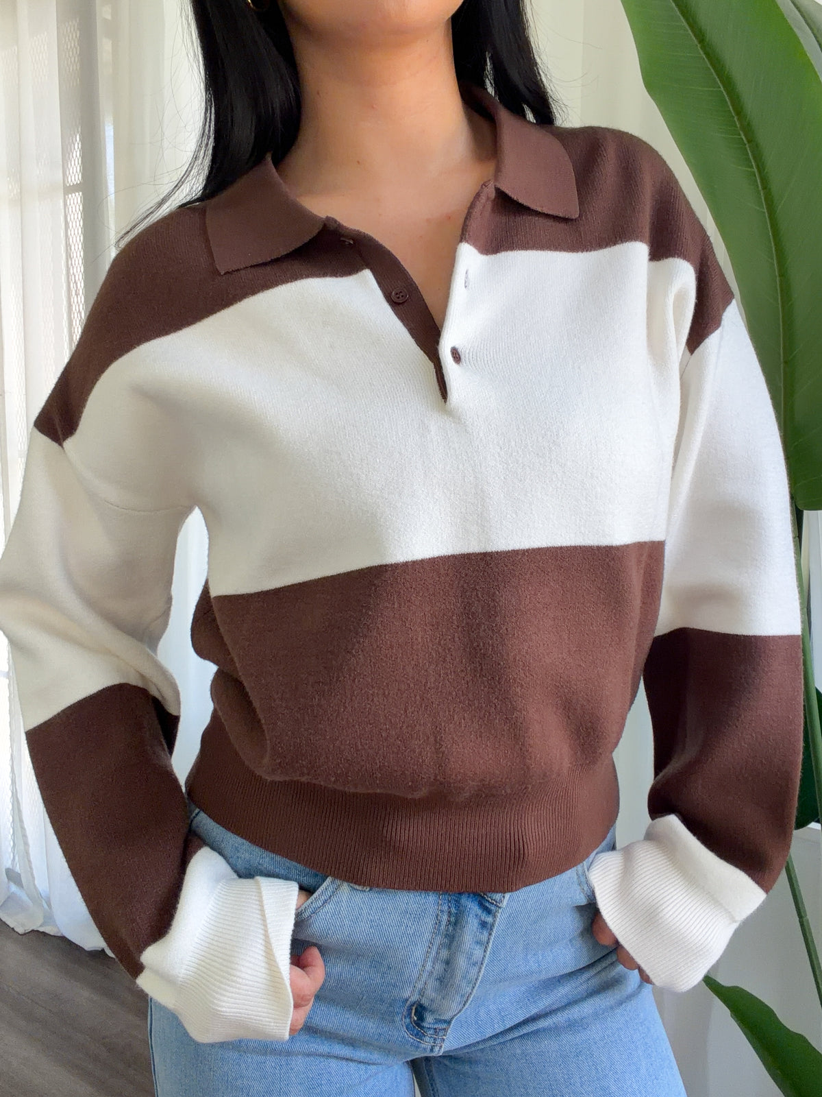 Monica Sweater Top (Brown)