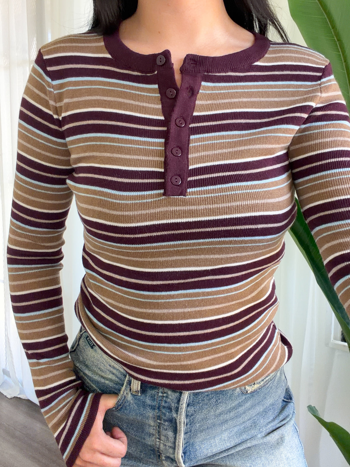 Karina Sweater Top (Burgundy)