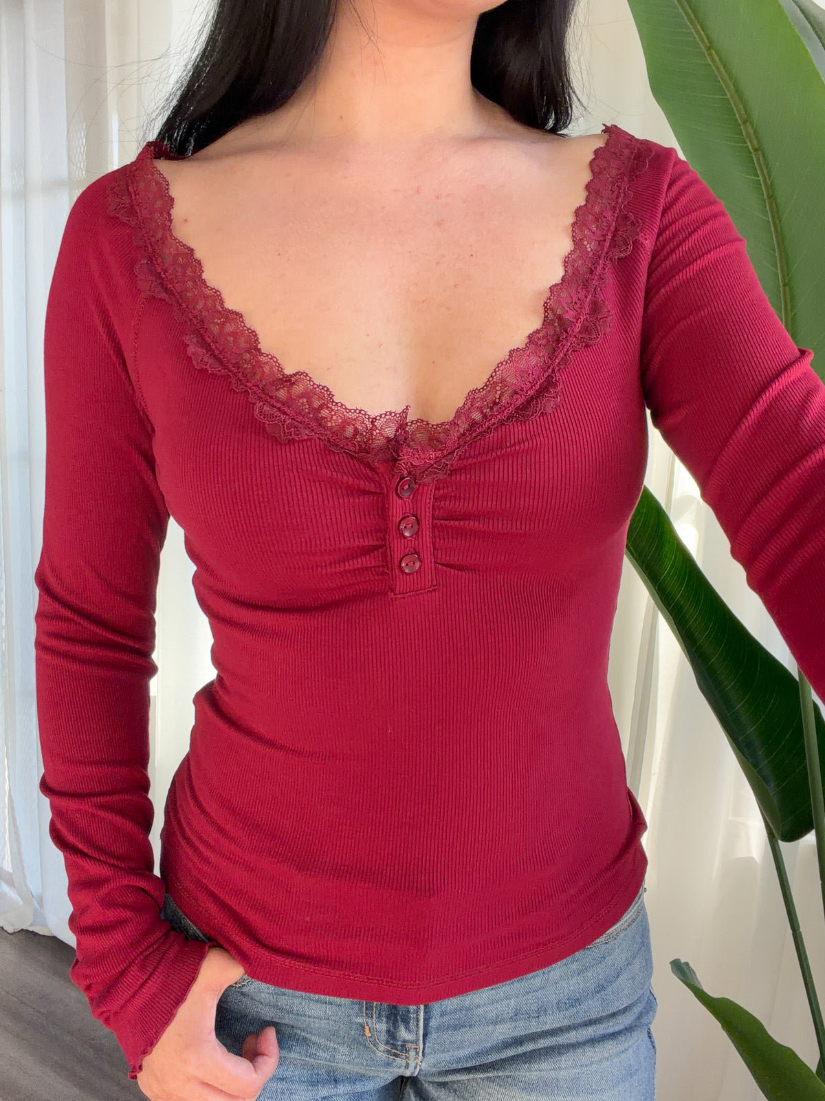 Savannah Long Sleeve Top (Wine)