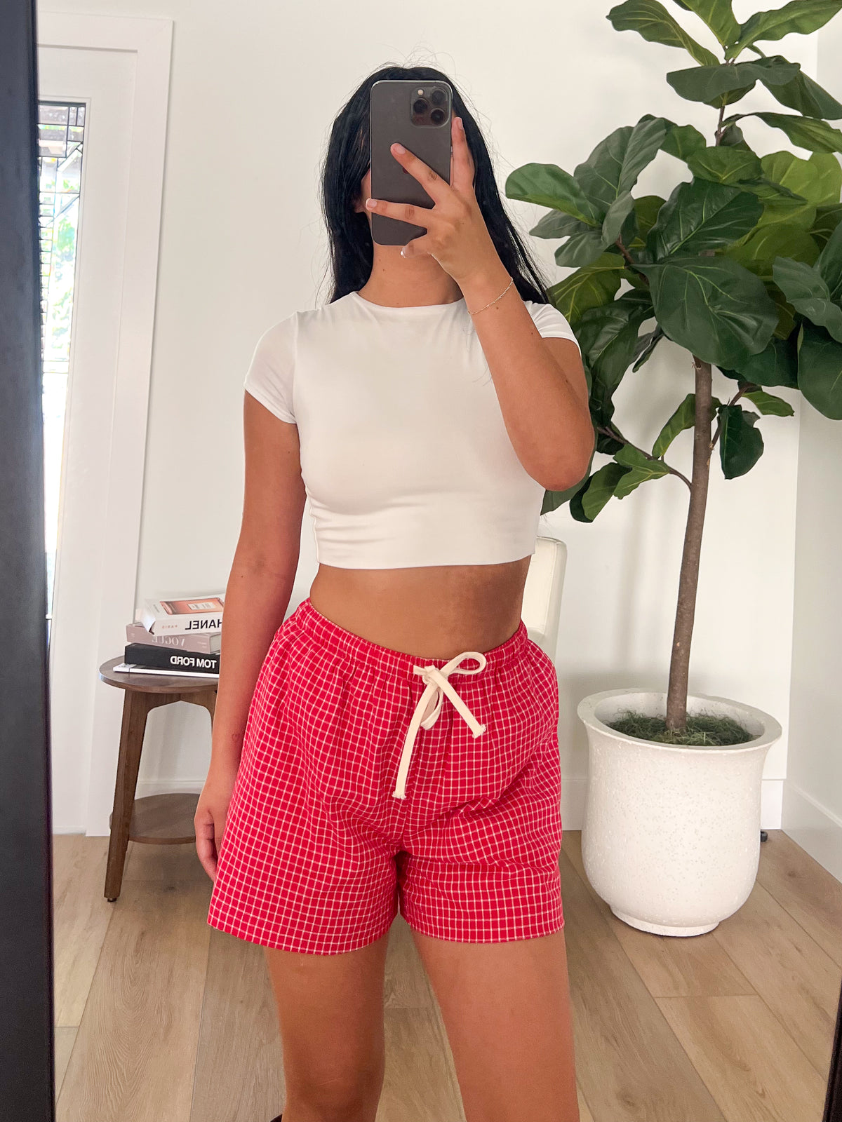 Diane Checkered Shorts (Red)