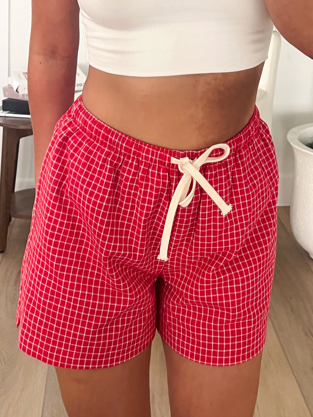 Diane Checkered Shorts (Red)