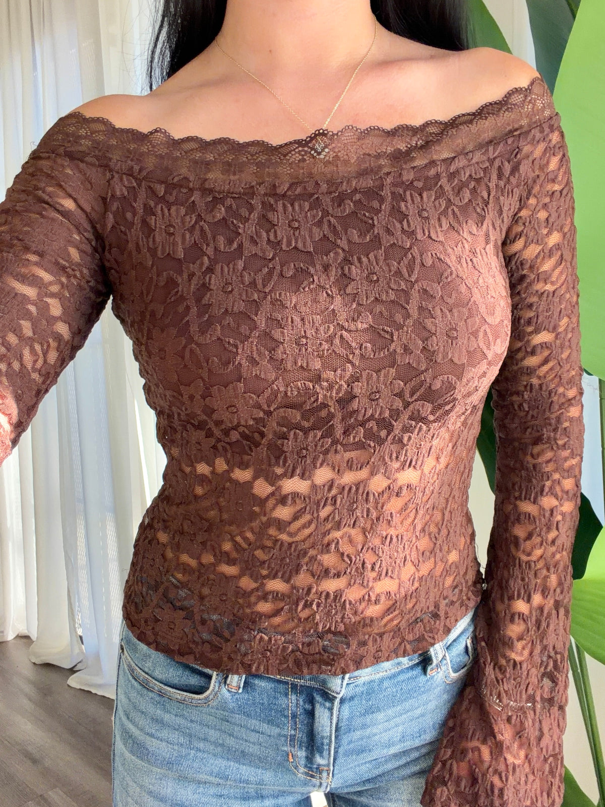 Christina Lace Top (Brown)