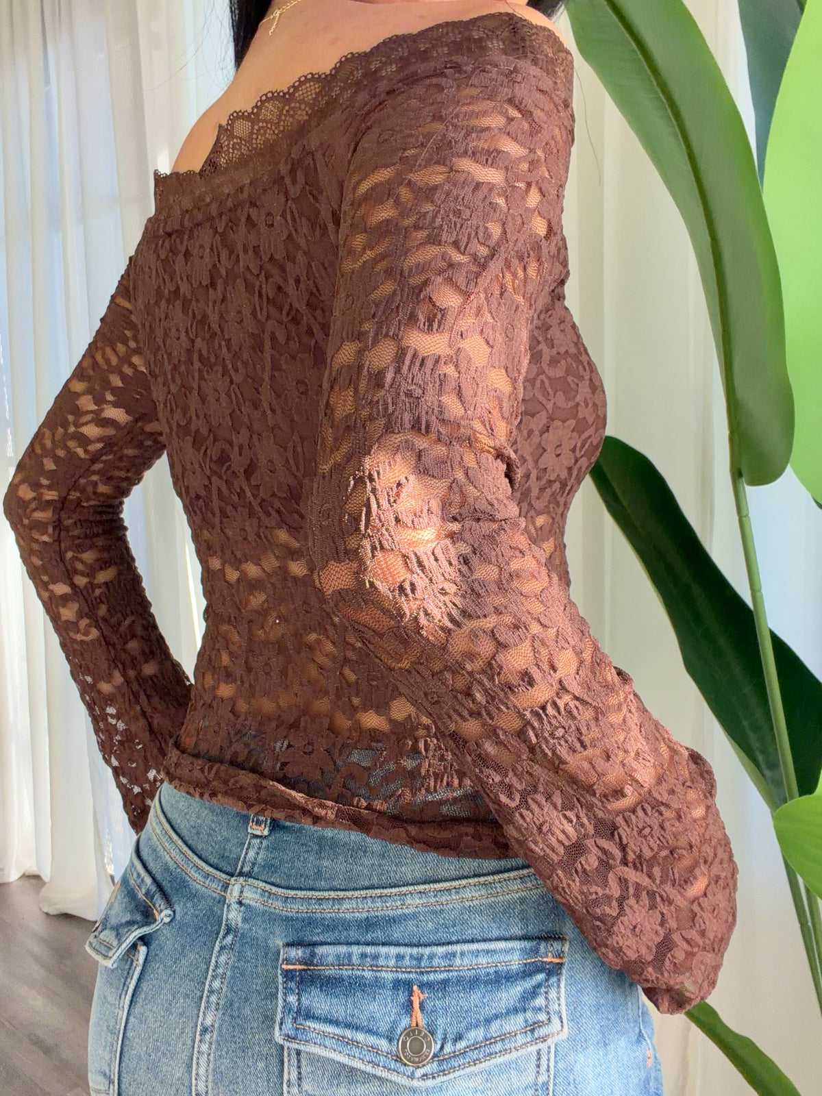 Christina Lace Top (Brown)