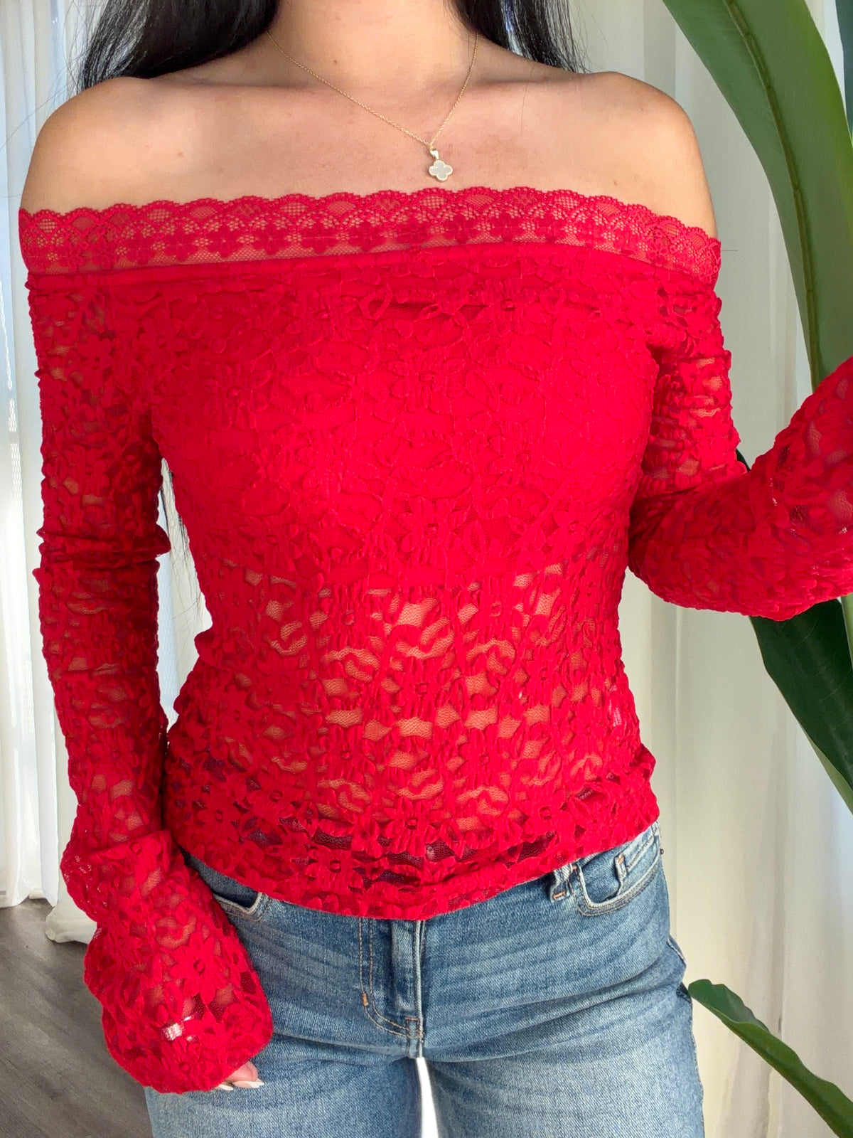 Christina Lace Top (Red)