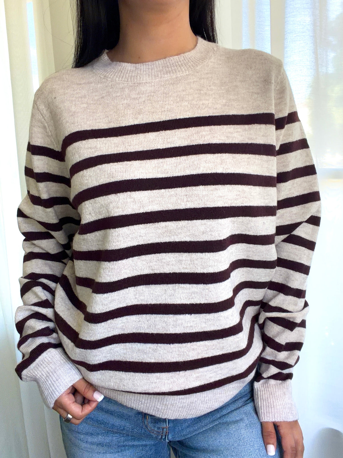 Natalie Crewneck Sweater Top (Oatmeal)
