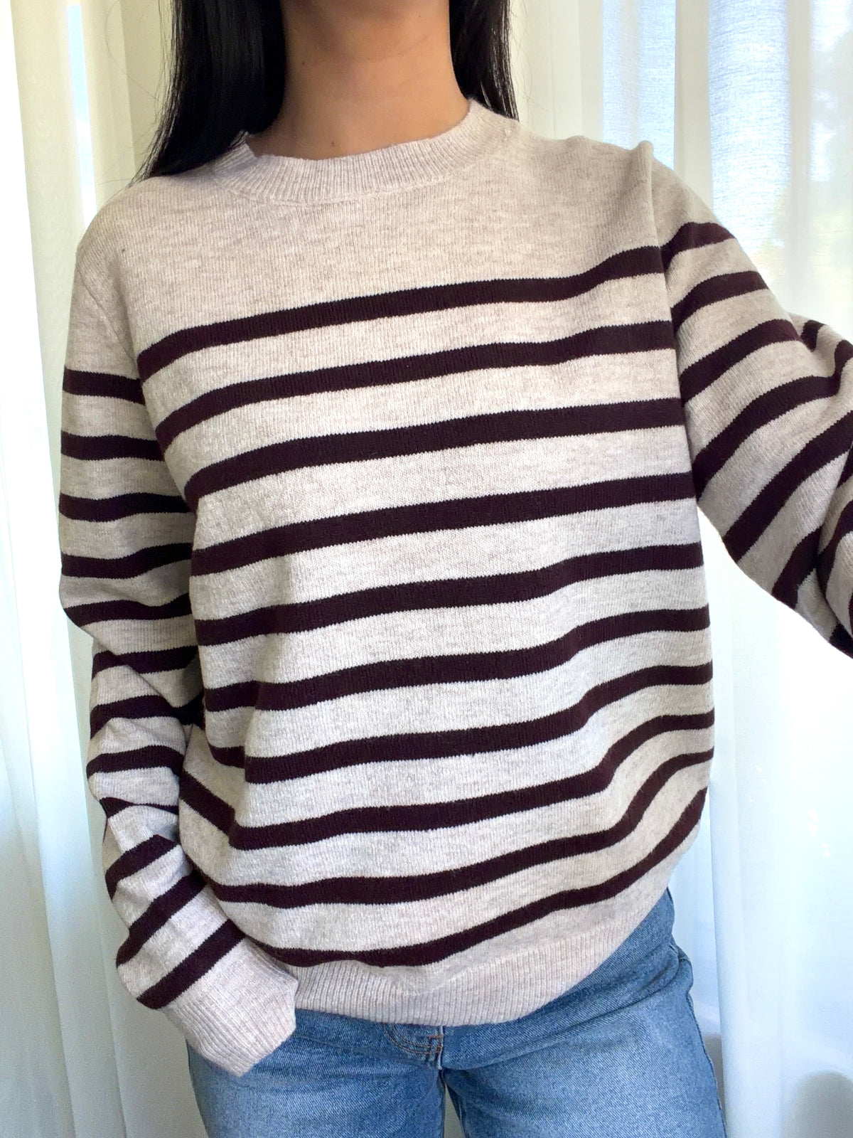 Natalie Crewneck Sweater Top (Oatmeal)