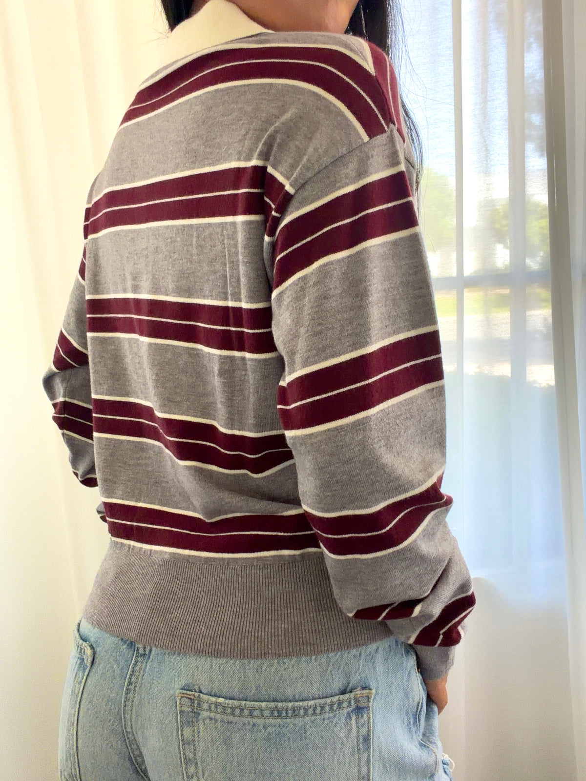 Hannah Stripped Sweater (Heather Grey)
