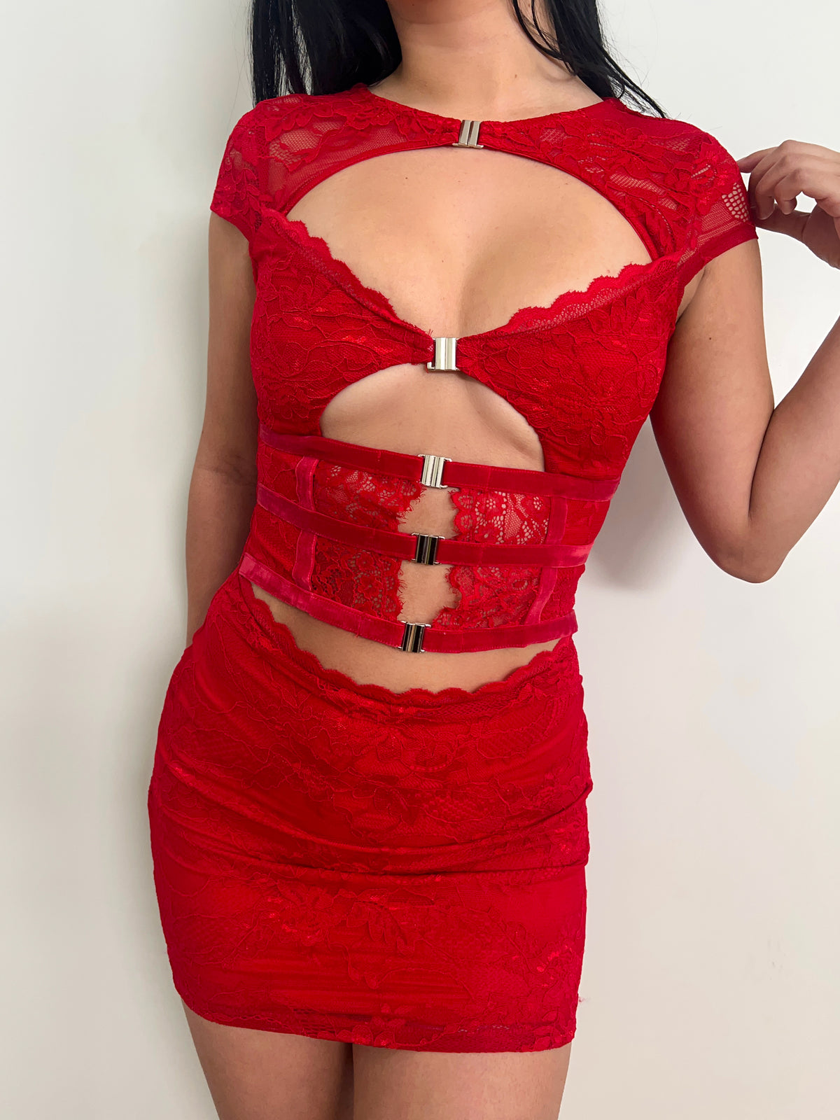 Rebecca Lace Dress (Red)