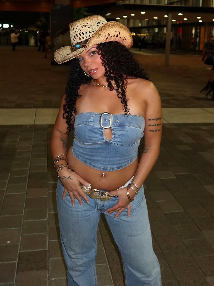 Natalie Denim Tube Top (Medium Denim)