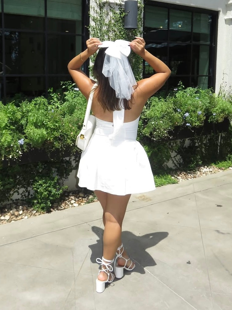 Ana Flare Mini Dress (White)