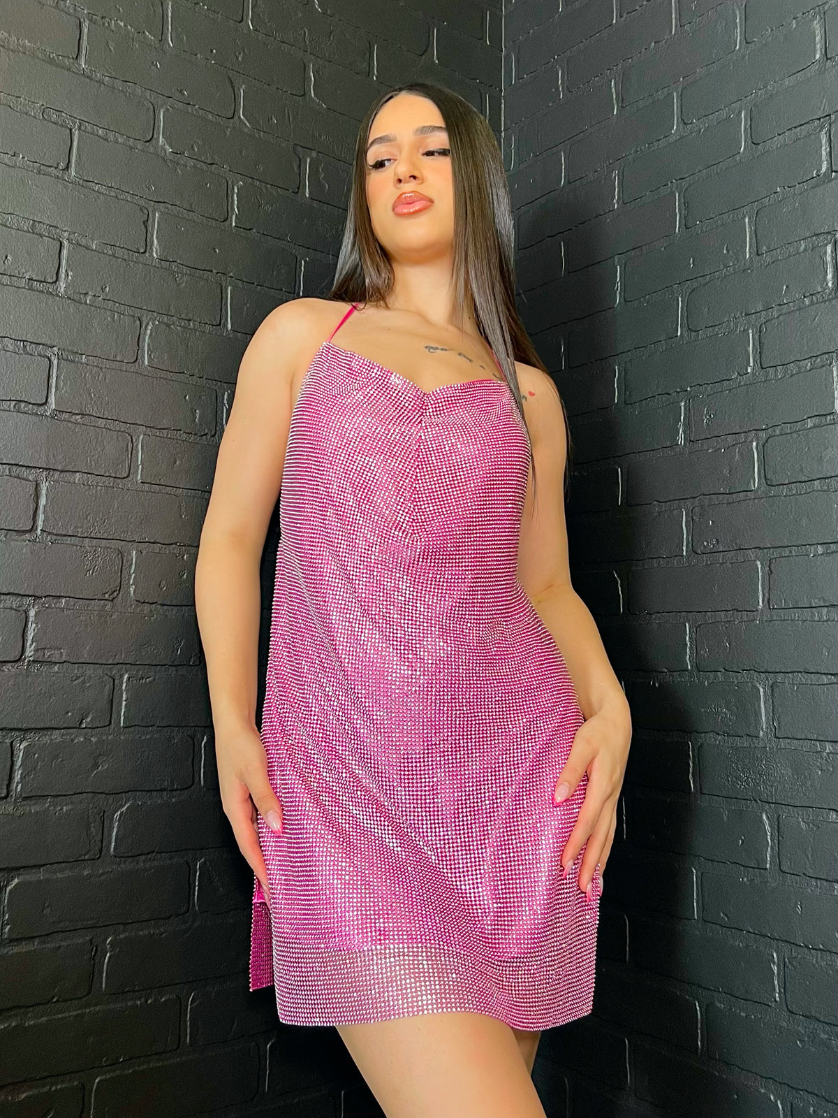 Emilia Rhinestone Dress (Fuchsia) - Laura's Boutique, Inc Emilia Rhinestone Dress (Fuchsia) - Laura's Boutique, Inc
