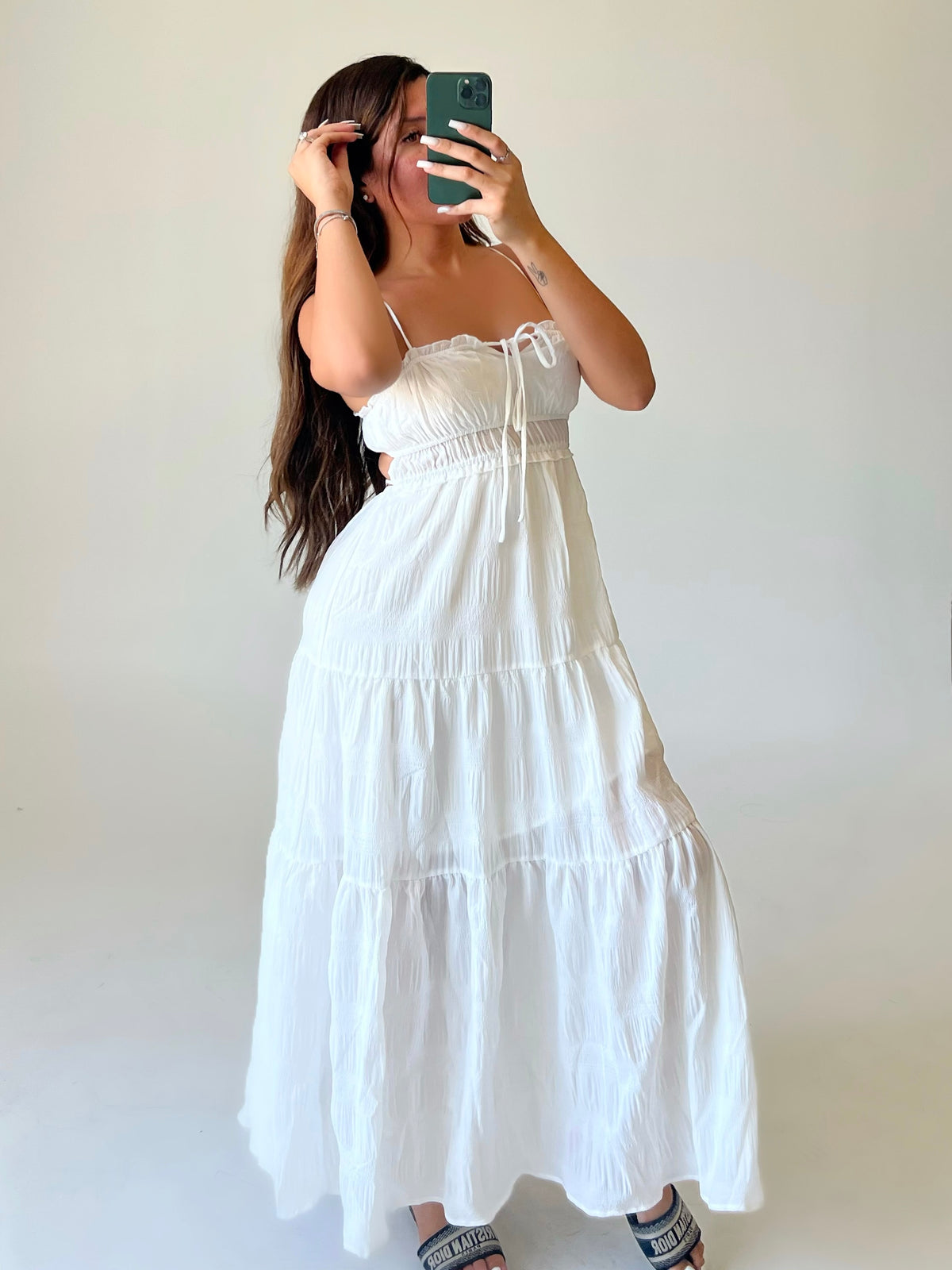 Silvia Ruffle Maxi Dress (Off White)