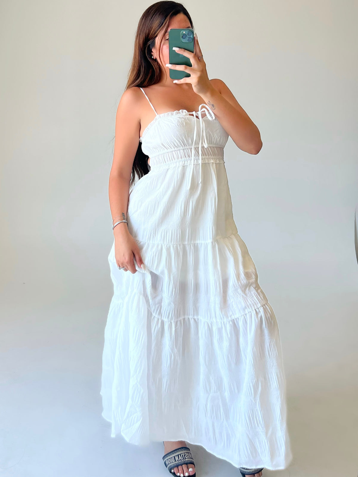 Silvia Ruffle Maxi Dress (Off White)