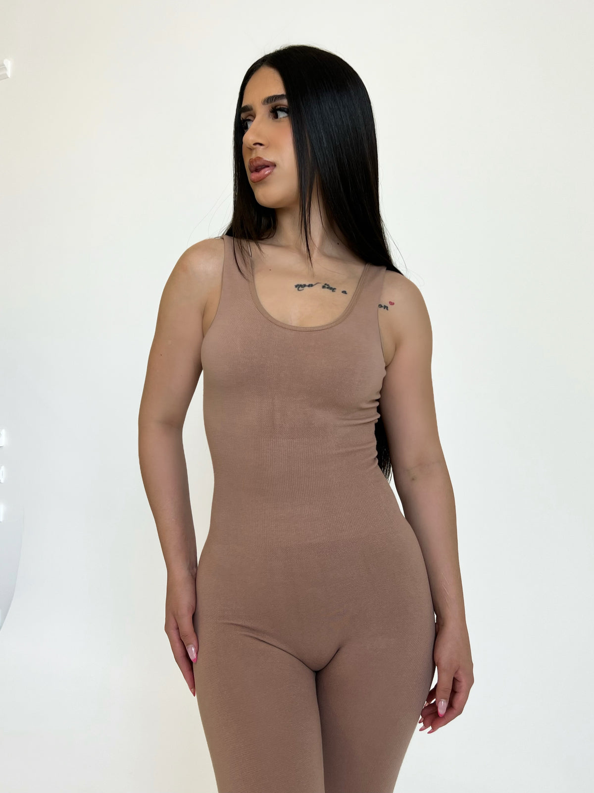 Brianna Ribbed Jumpsuit (Mocha) - Laura's Boutique, Inc