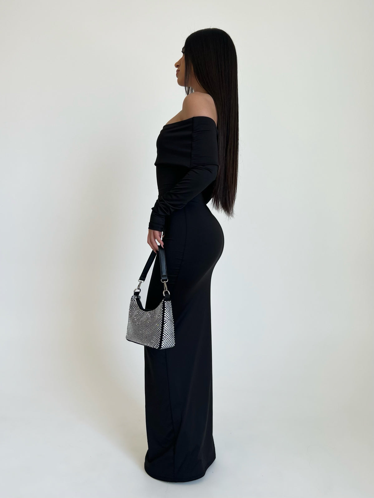 Nylah Off The Shoulder Dress (Black)