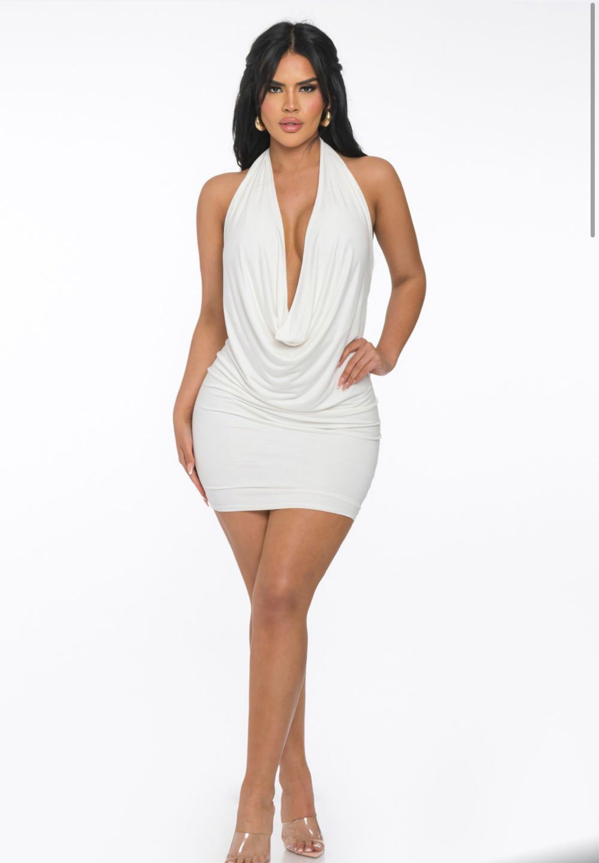 Kimberly Halter Dress (White)