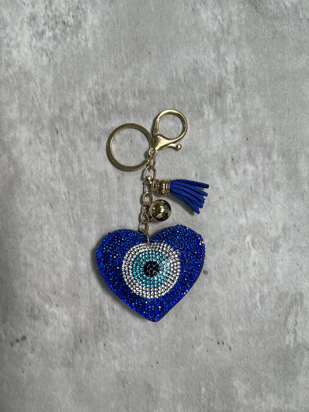 Evil Eye Heart Shaped Keychain (Blue)