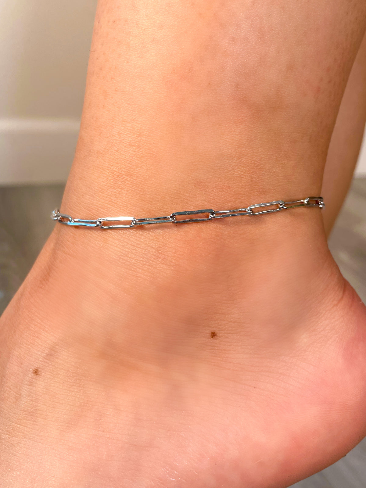 gold/silver paperclip chain anklet 