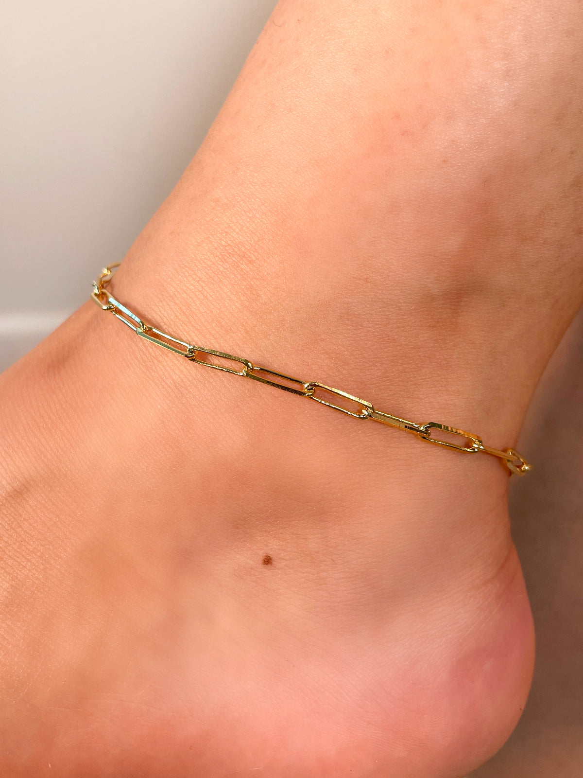 gold/silver paperclip chain anklet 