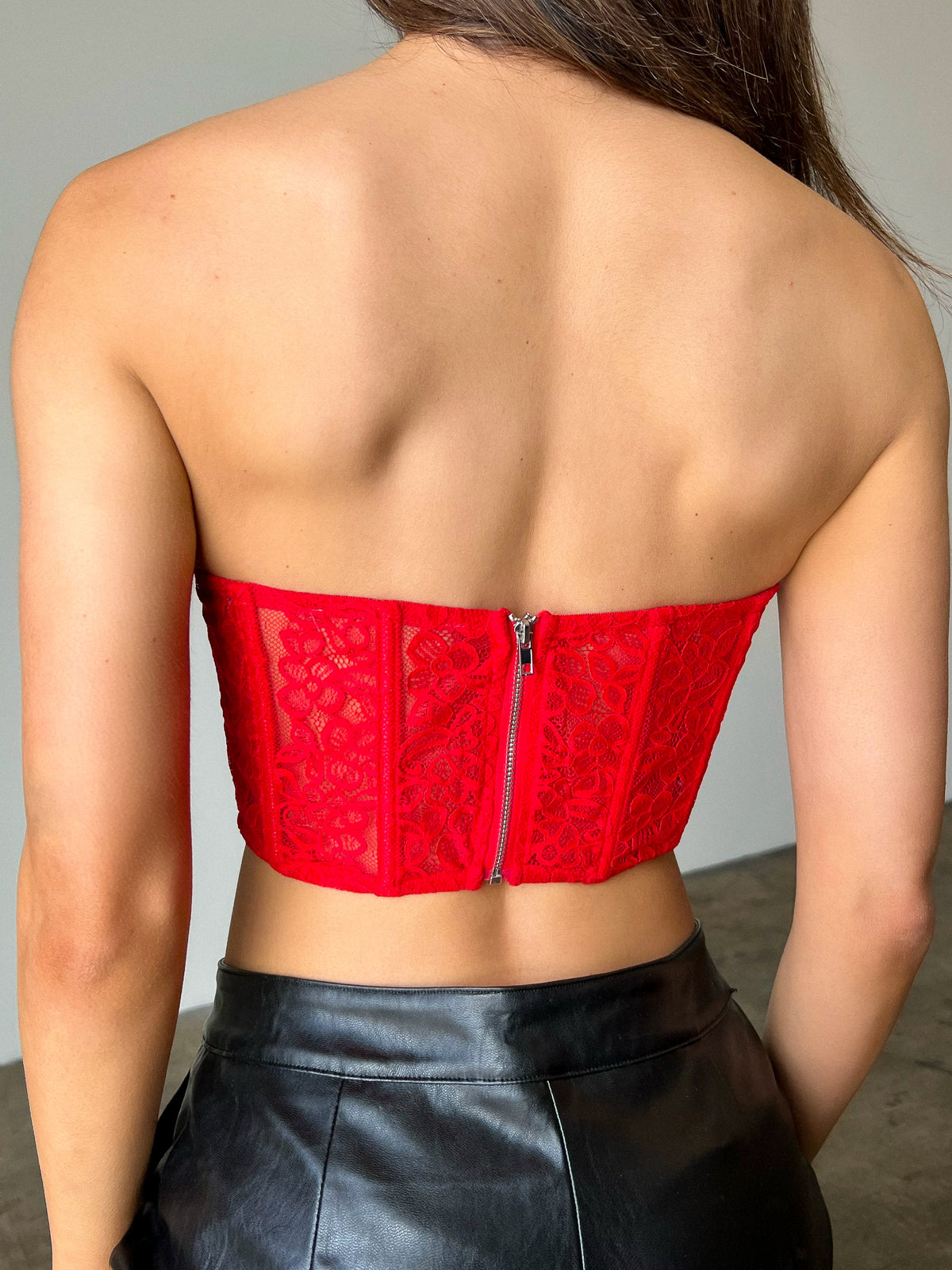 Zara red lace corset bra 32b size  Corset bra, Lace corset, Red lace