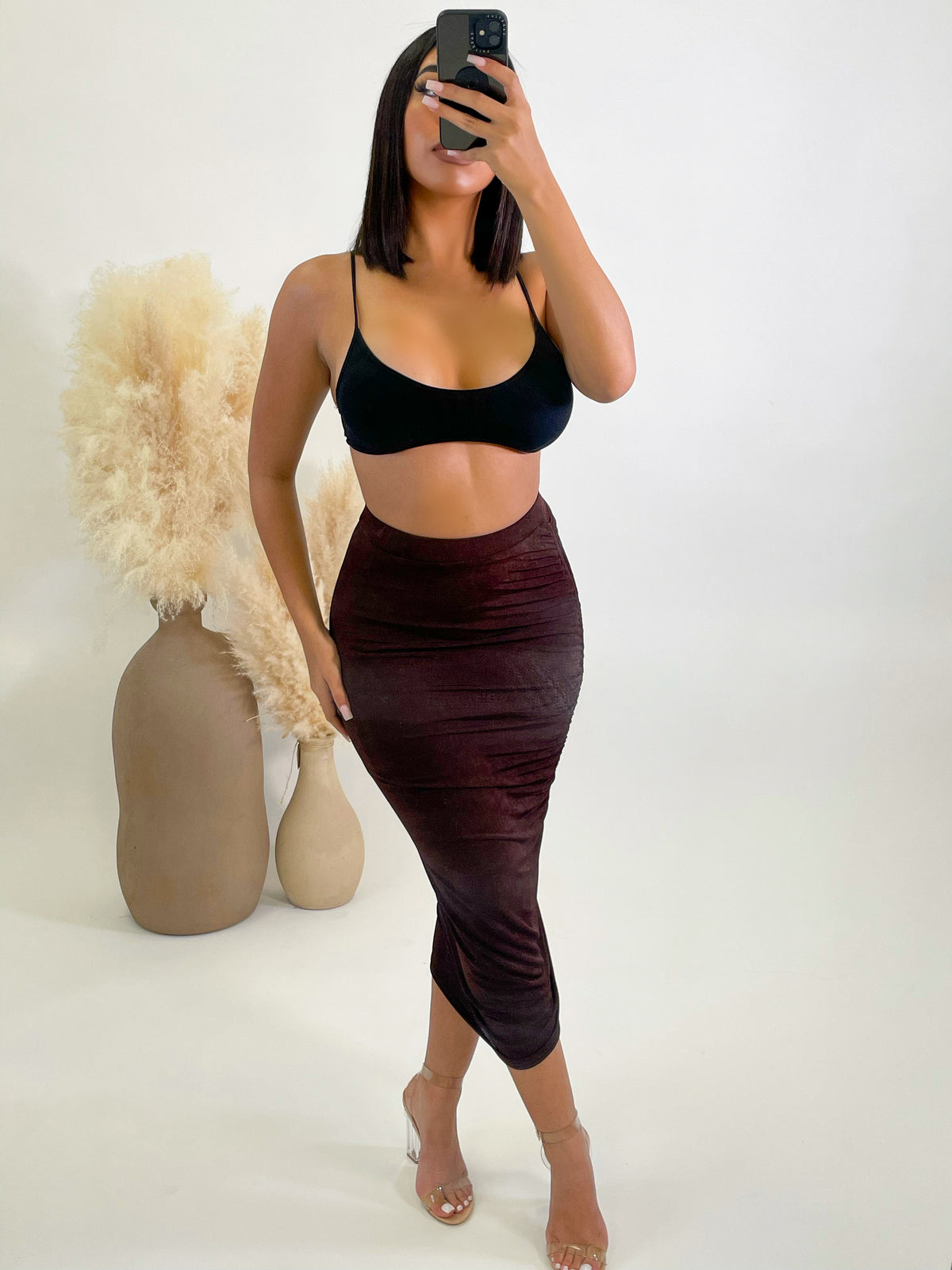 Laisha Midi Skirt (Brown)