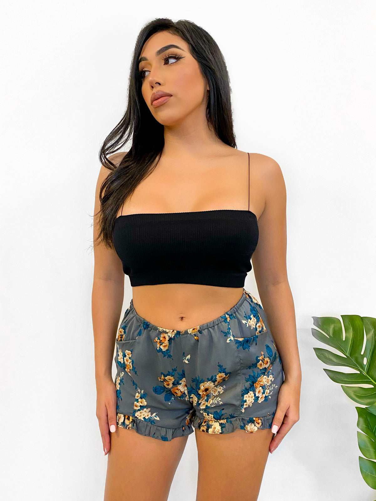 Tianna Flower Shorts (Slate)
