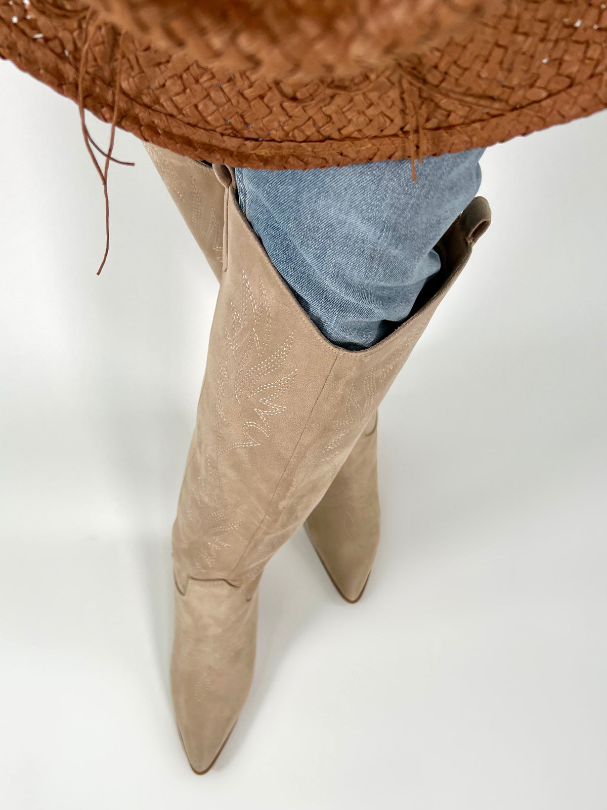 Monica Cowboy Boots (Khaki)
