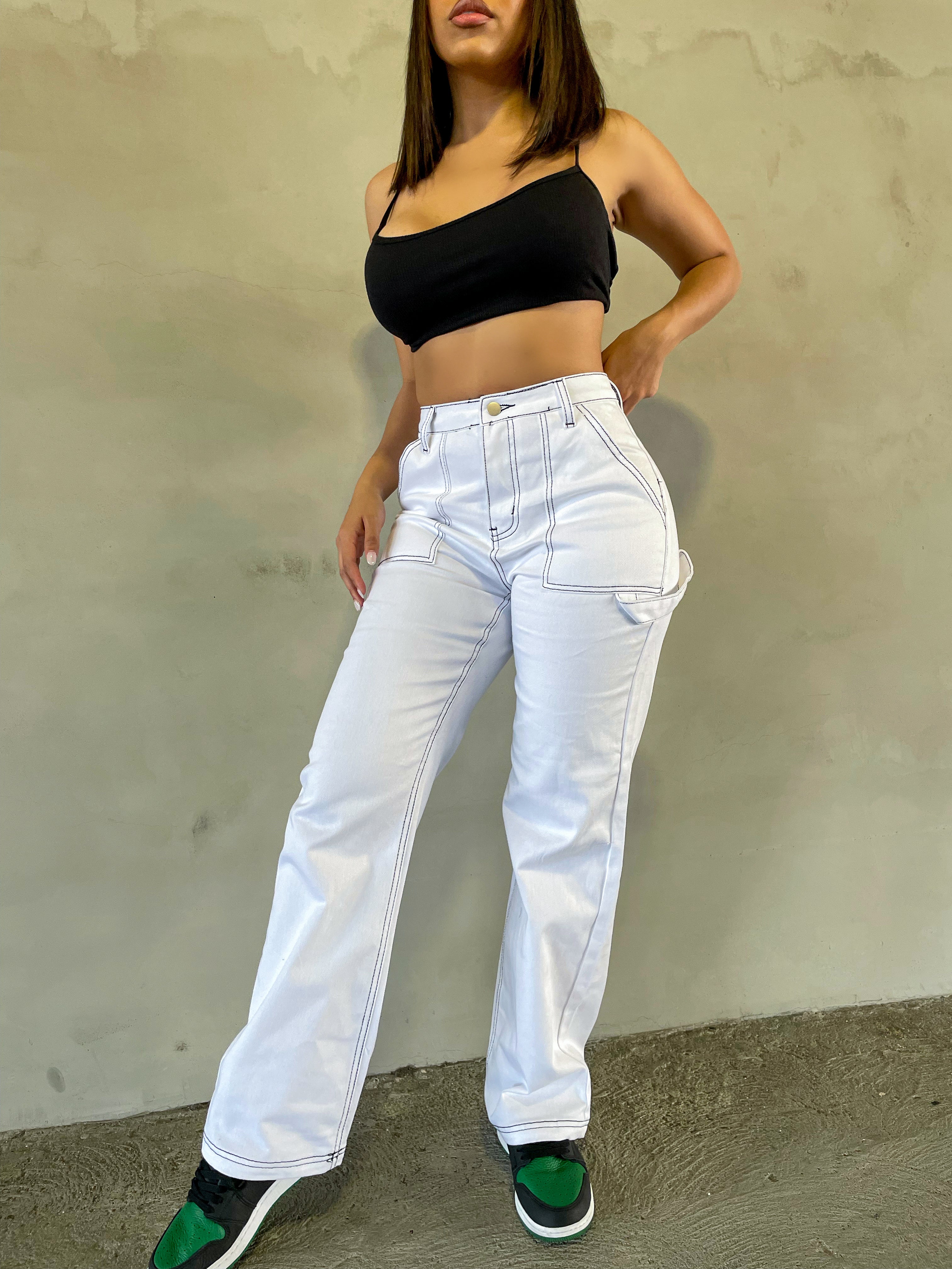 Brenna High Rise Cargos (White)