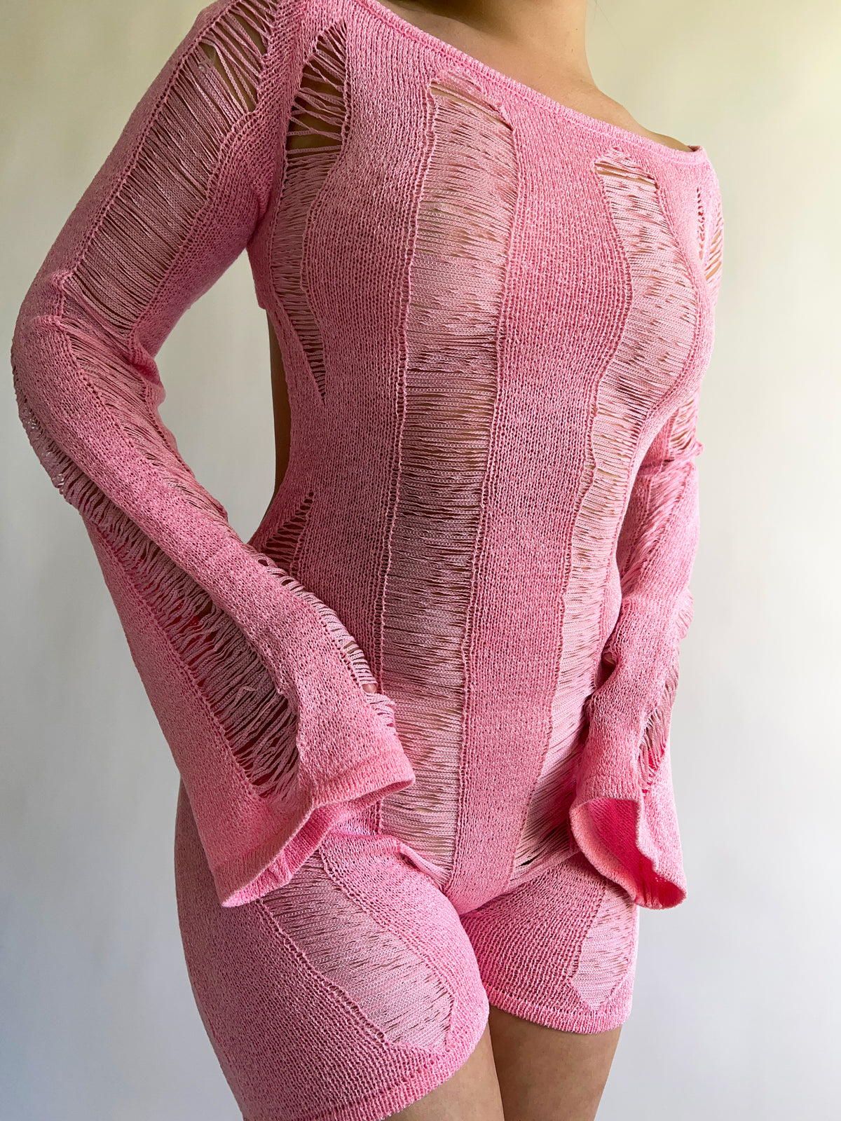 Riley Knit Romper (Pink)