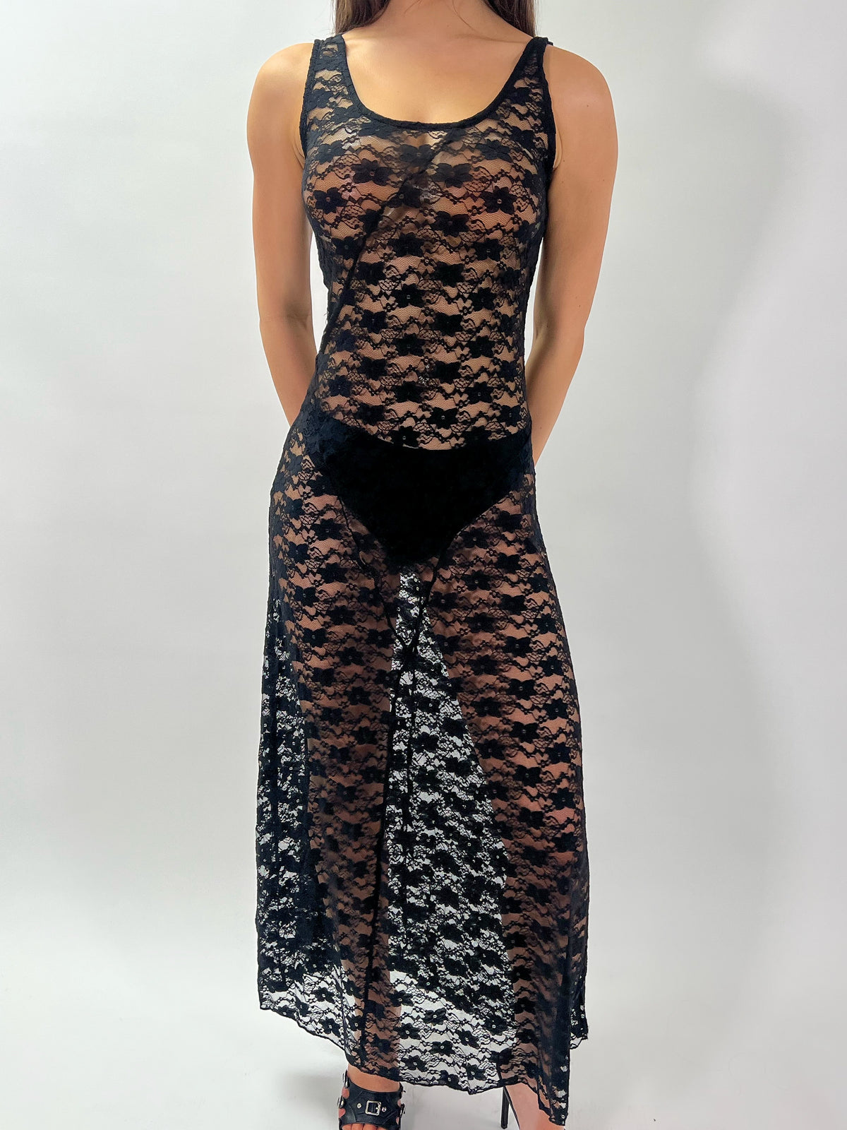 Jessica Sheer Lace Dress (Black)