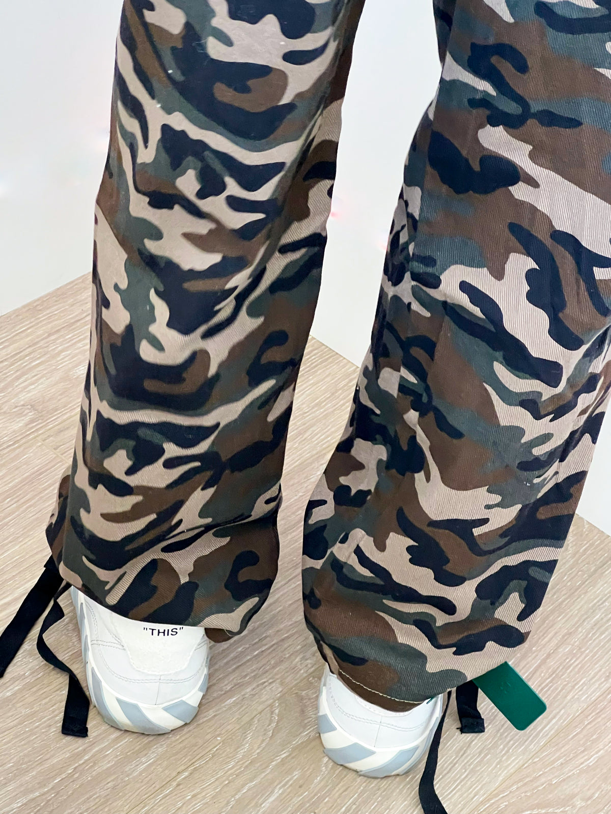 Supreme Leather Cargo Pants Snow Camo for Women