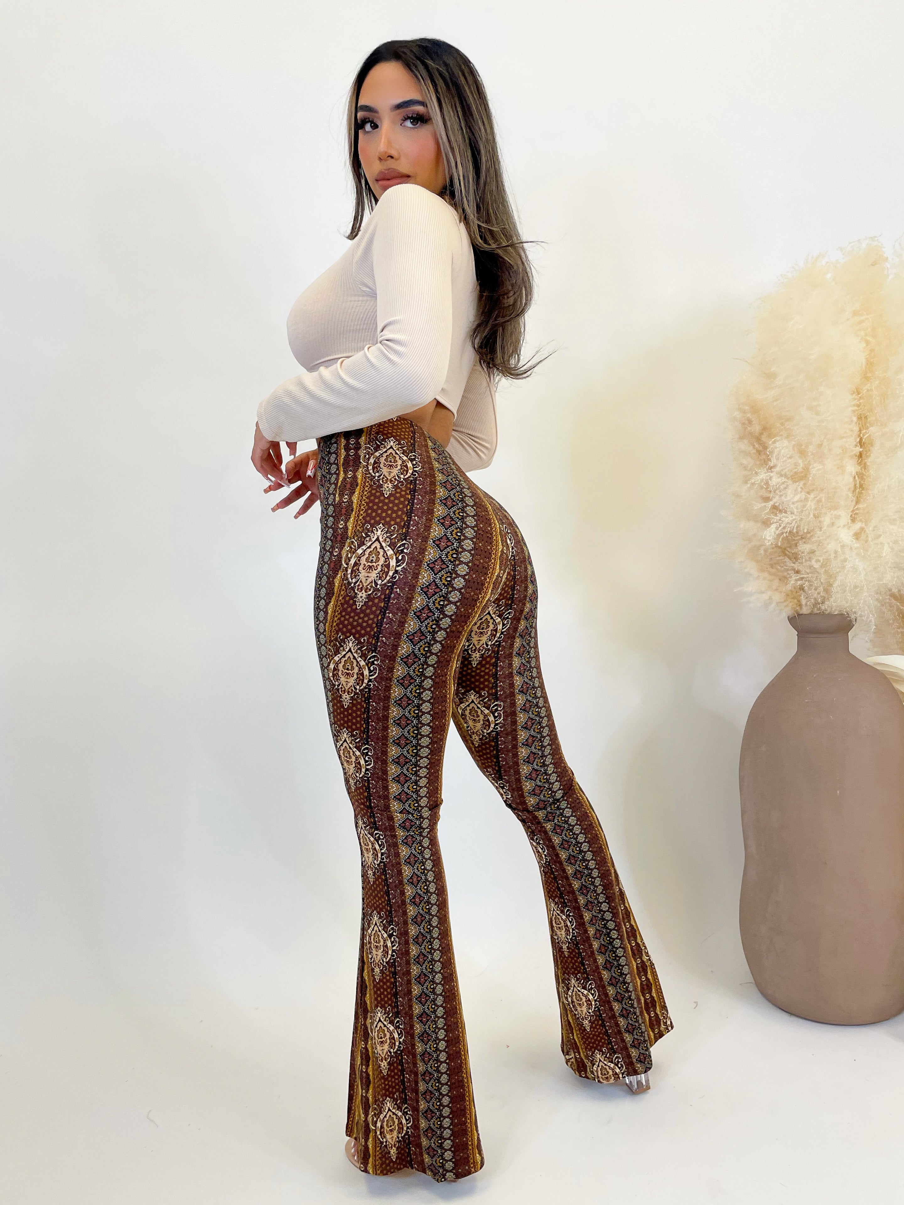 The Forbidden Pants  Printed flare pants, Pants for women, Flare pants