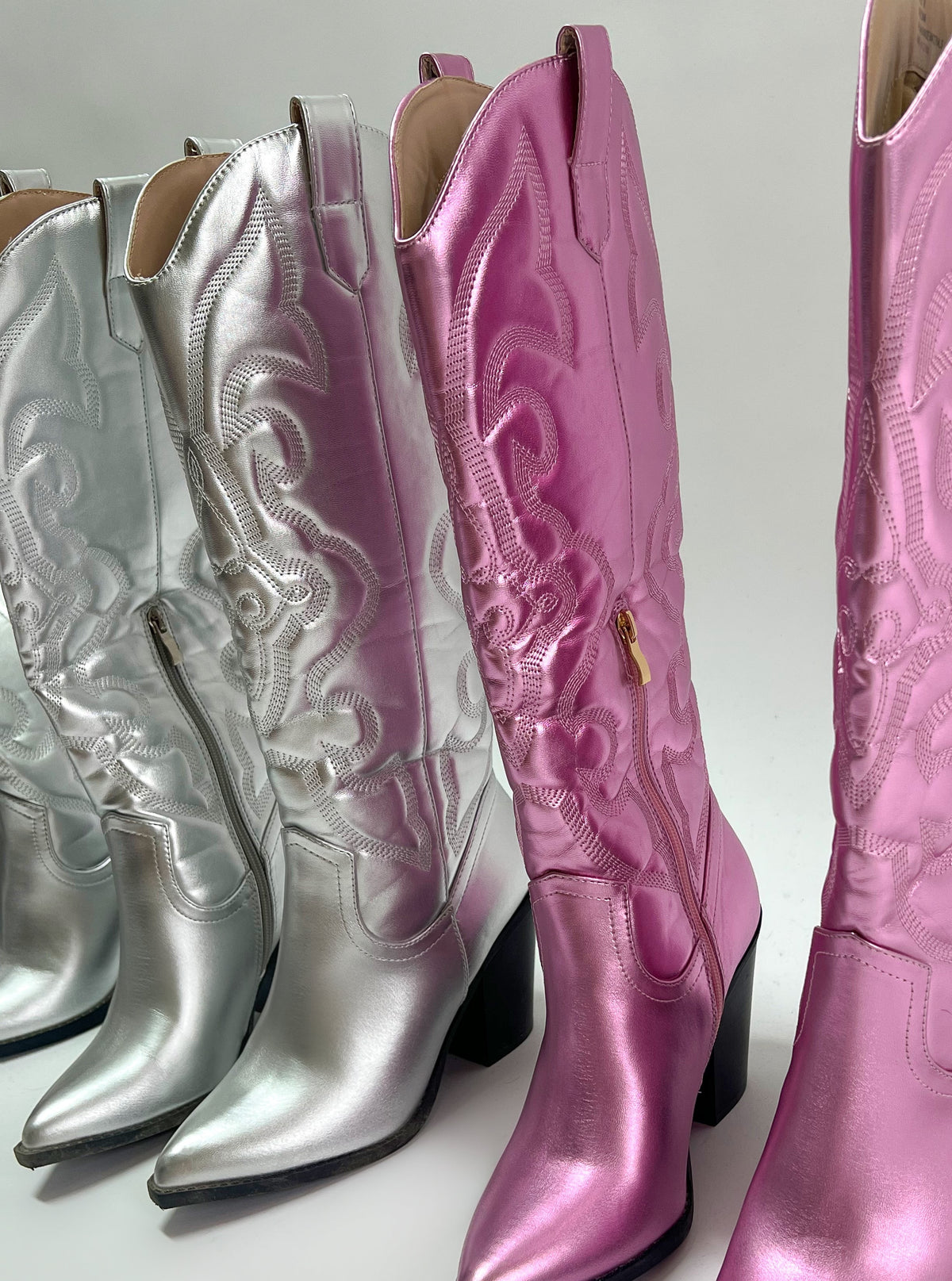 Alyssa Cowboy Boots (Silver)