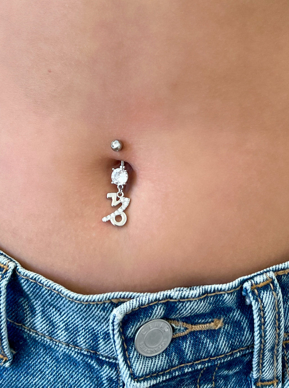 Solid 925 Silver | 14G Halo Belly Ring | 6mm 1/4