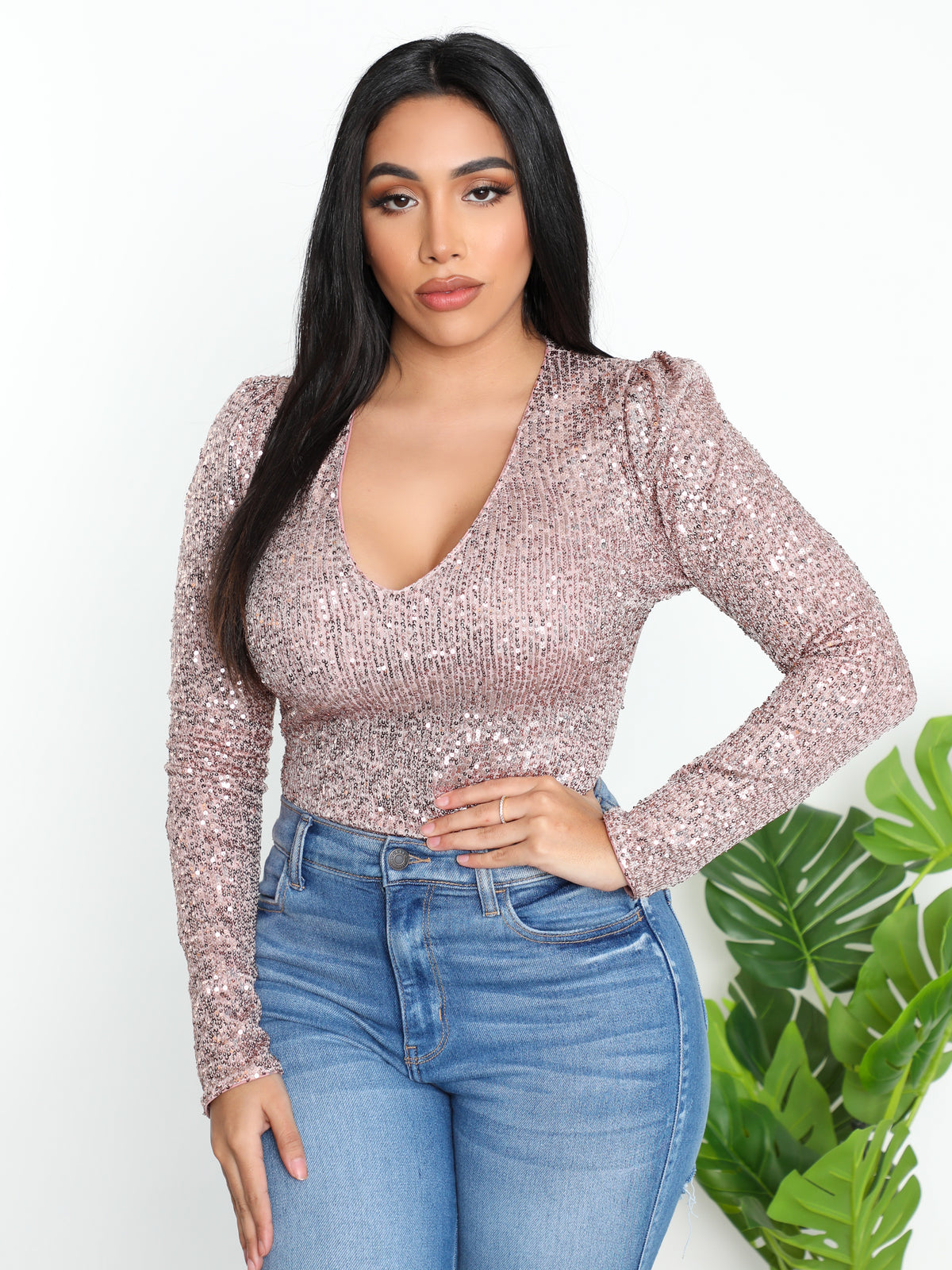 Lucia Sequence Bodysuit (Rose Gold)