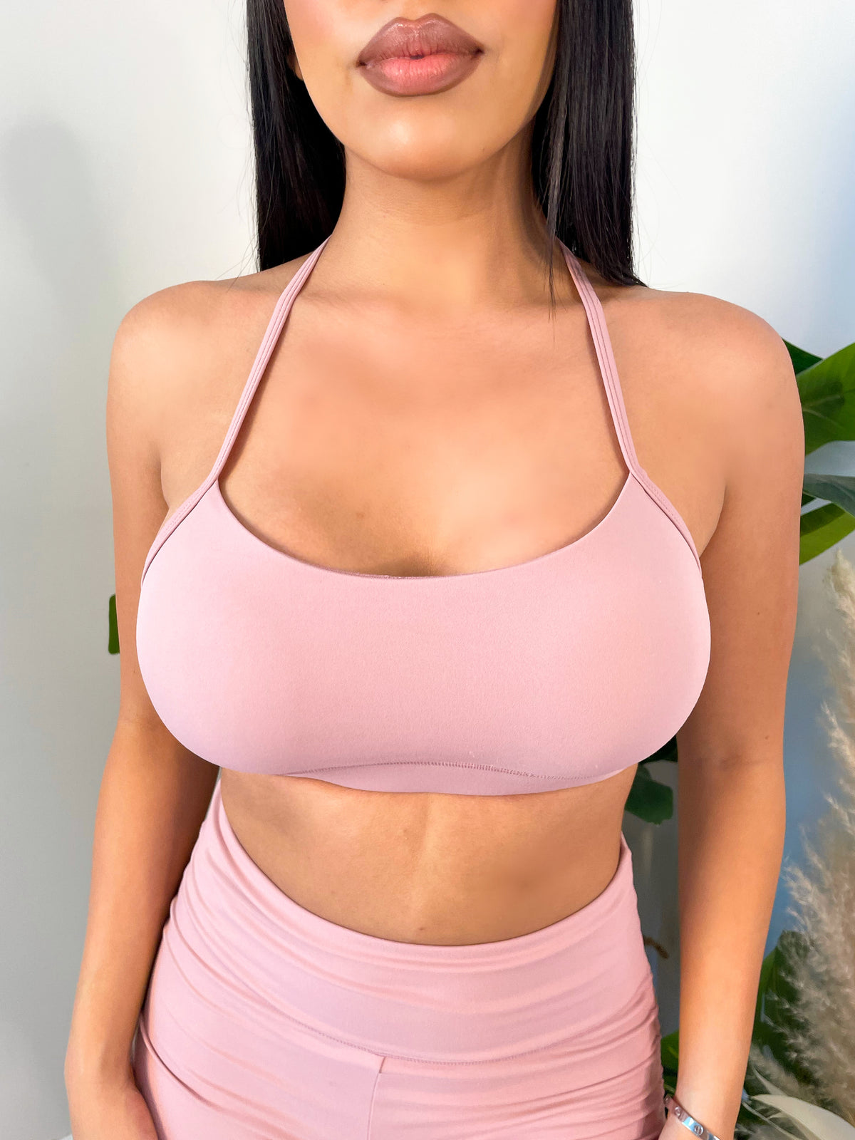 dark mauve sport bra, spaghetti straps, razor back, scoop neck    