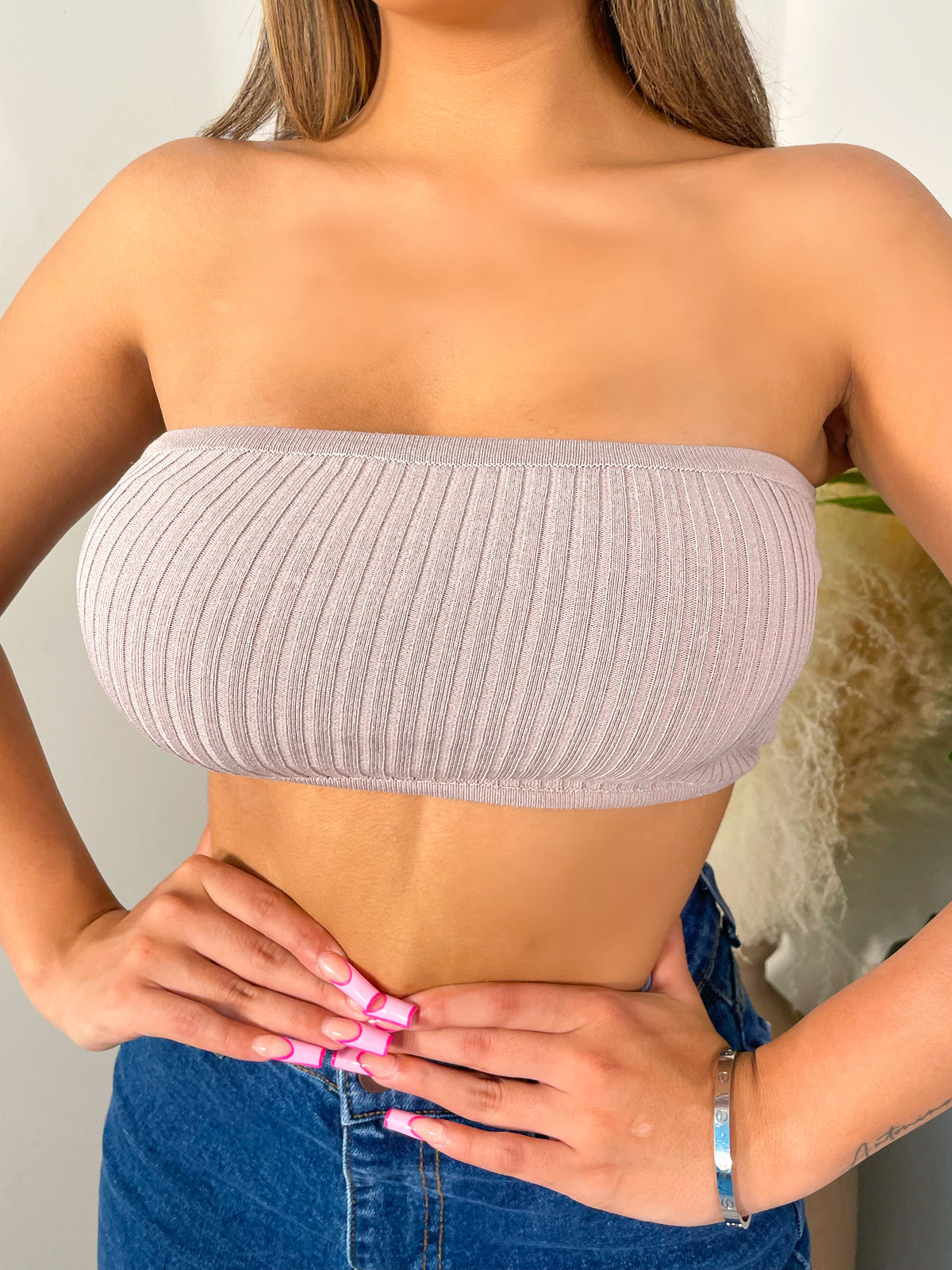 cafe tube top, ribbed tube top 