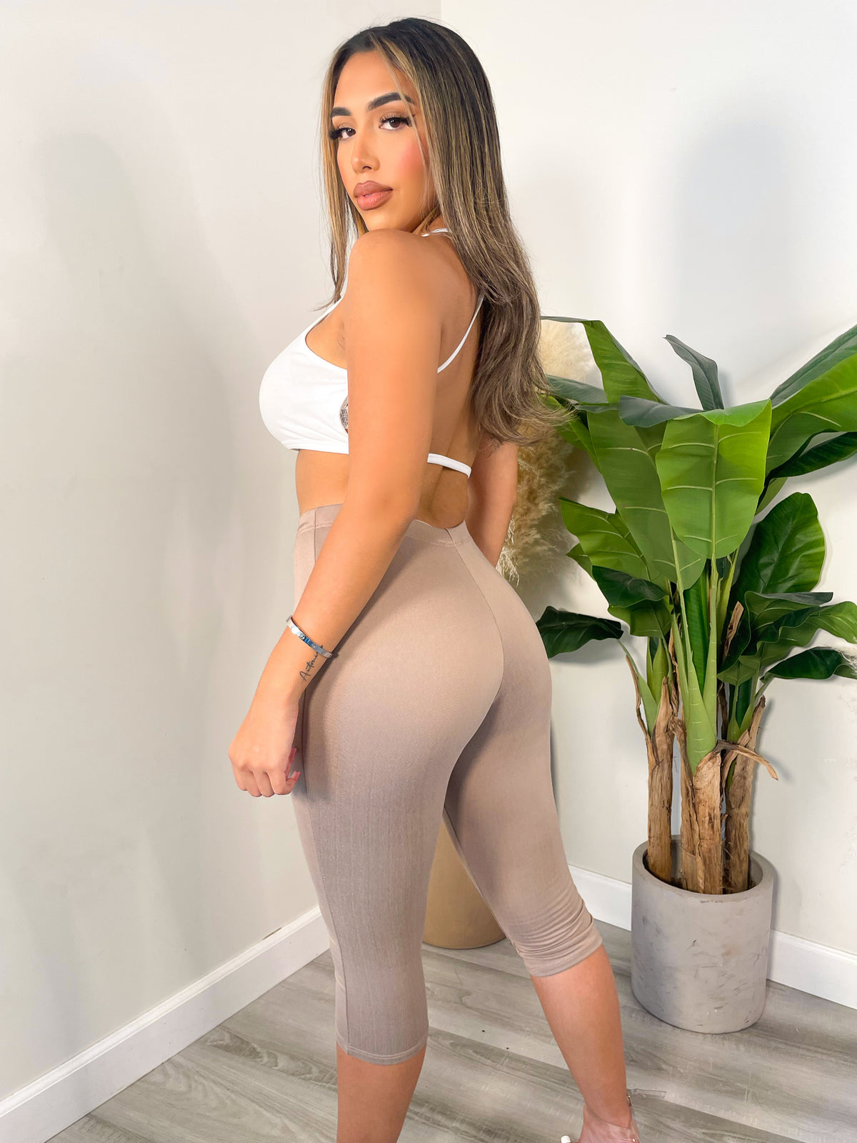taupe crop leggings, high waisted
