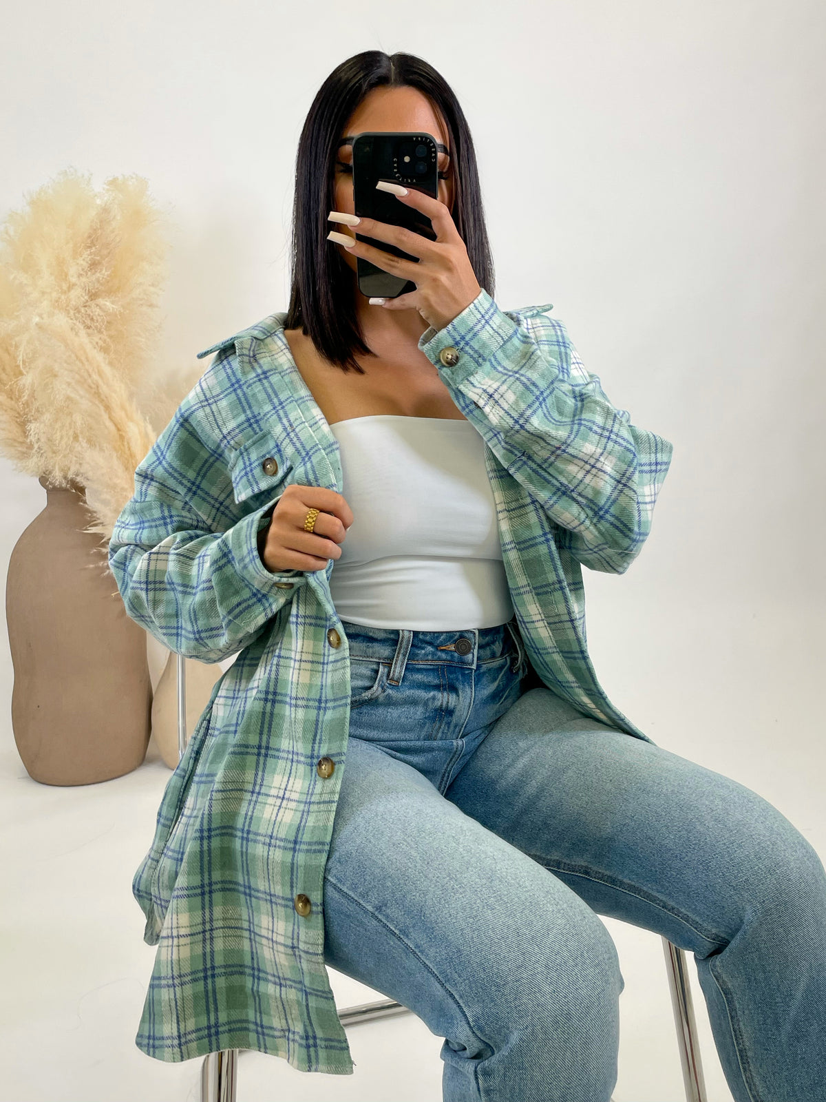 Jasmine Oversize Flannel (Sage)