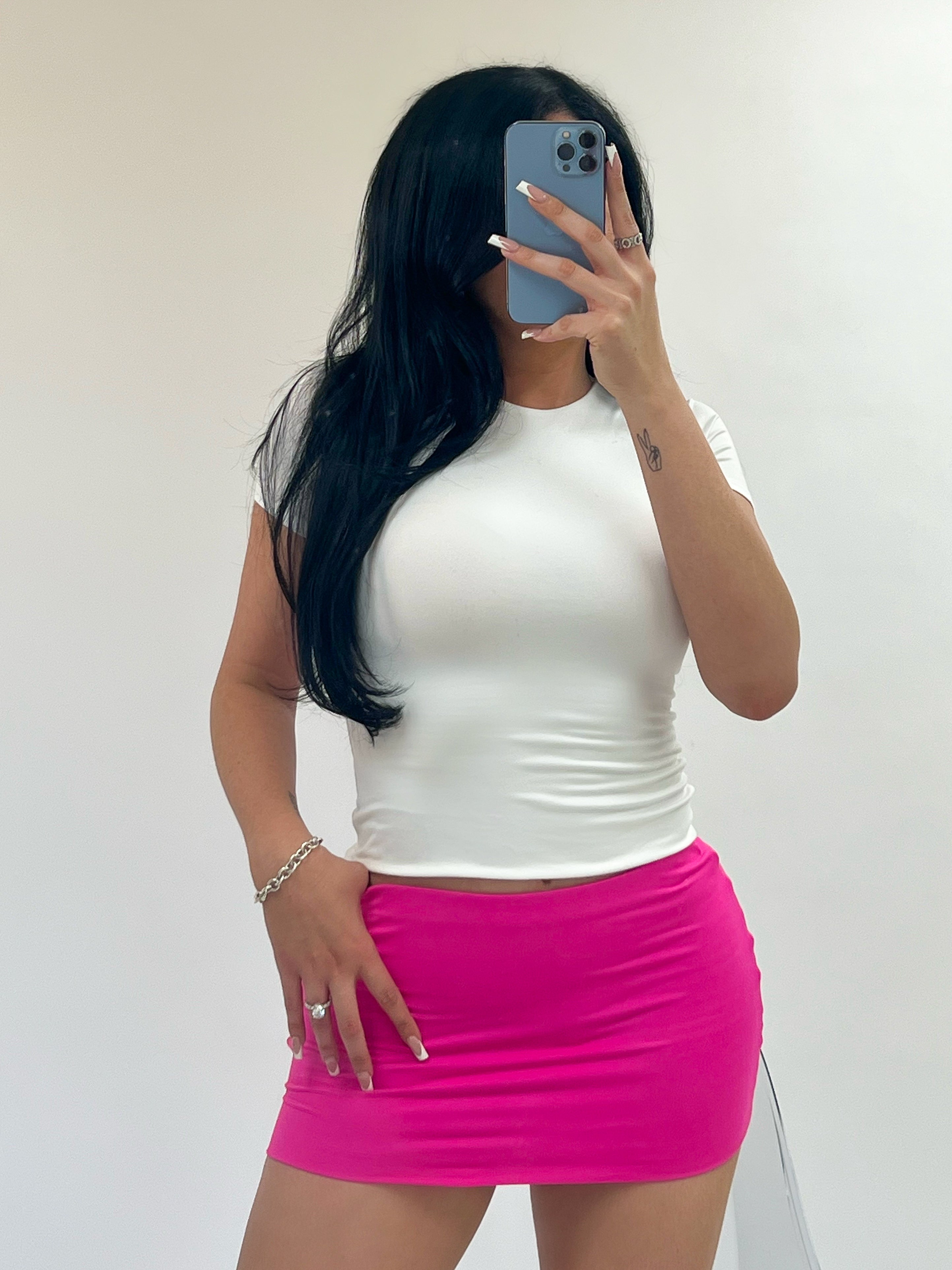 Hot Pink Mini Skirt with Rhinestones S