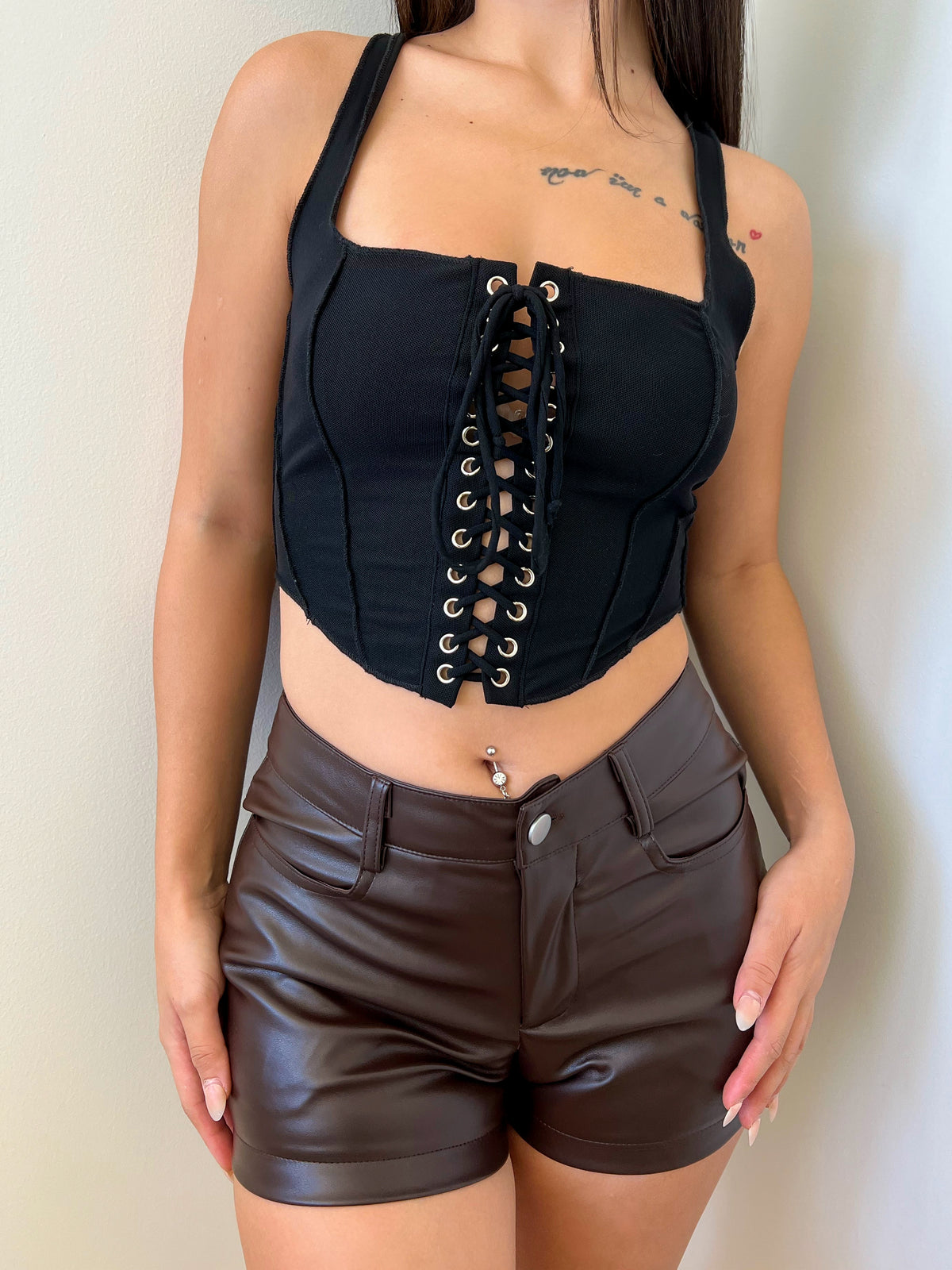 Normy Leather Shorts (Brown)