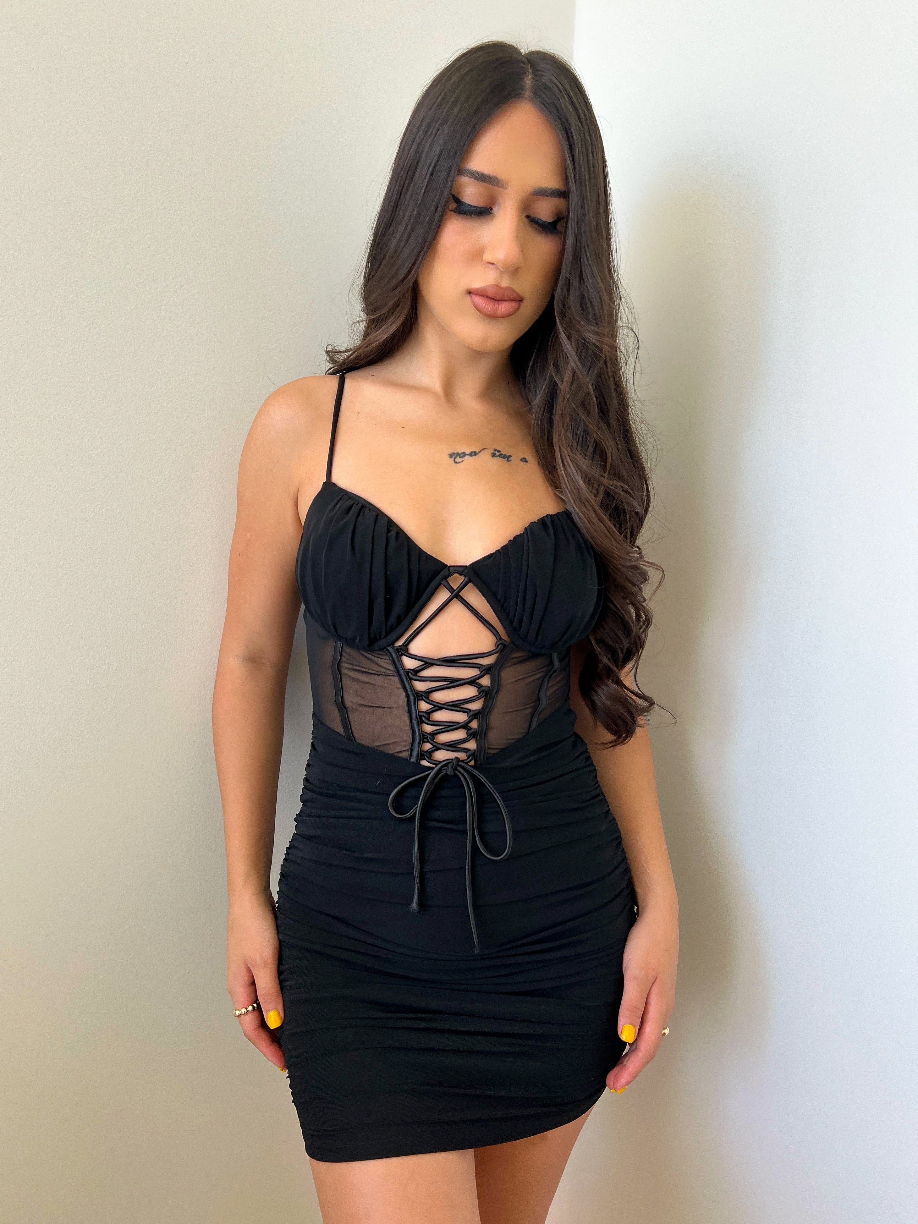 Alya Mesh Dress (Black) Small