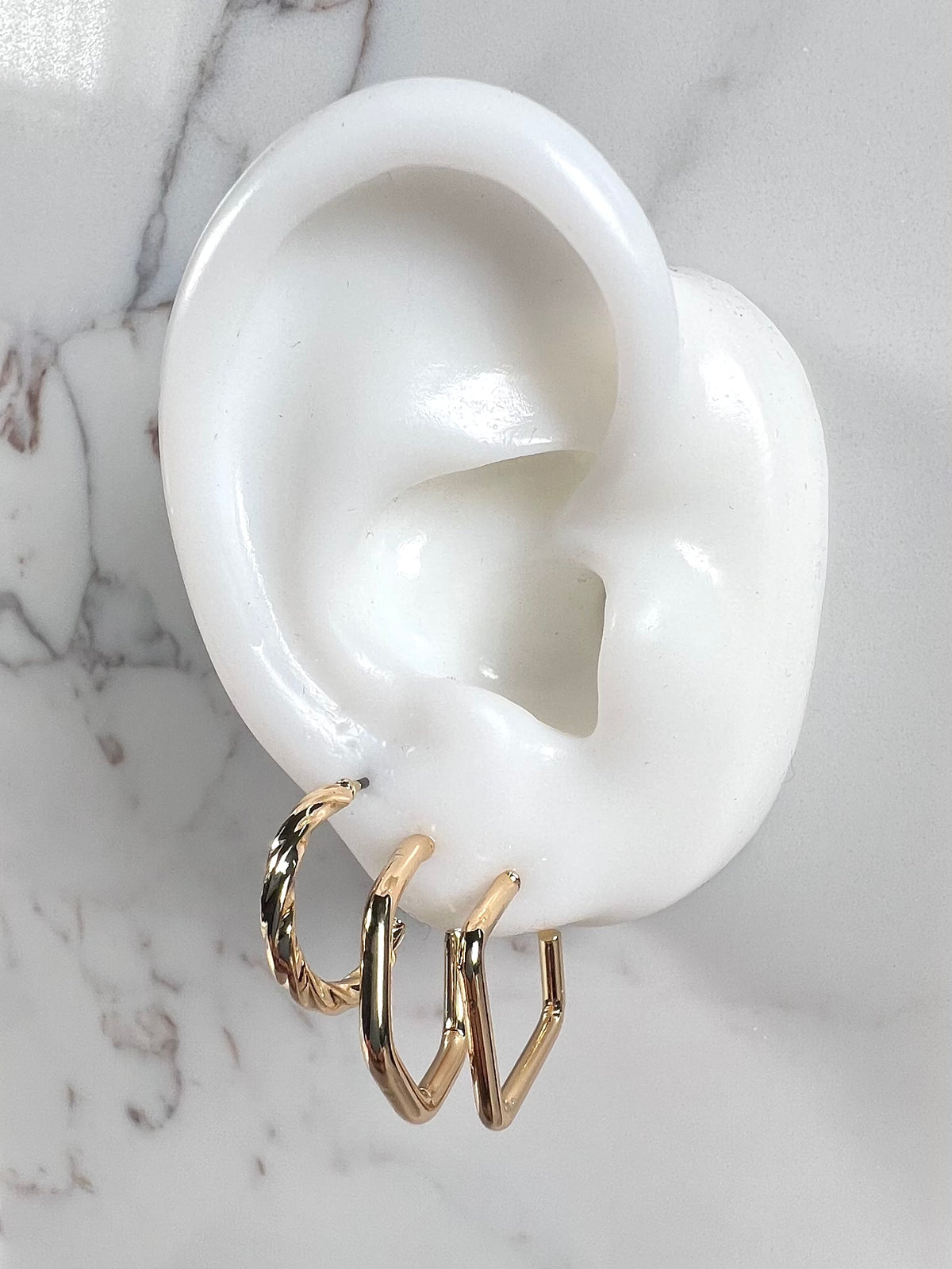 Jay Hoop Earrings Set (Gold)