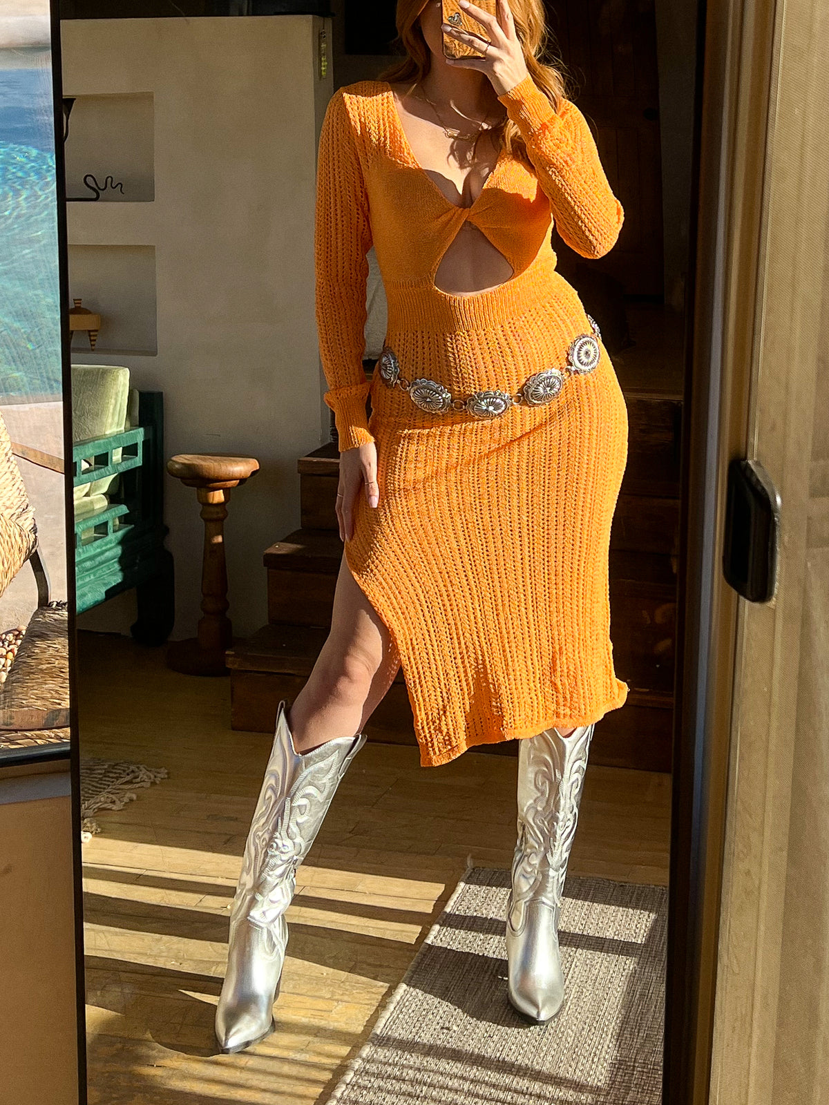 Janessa Mesh Dress (Orange)