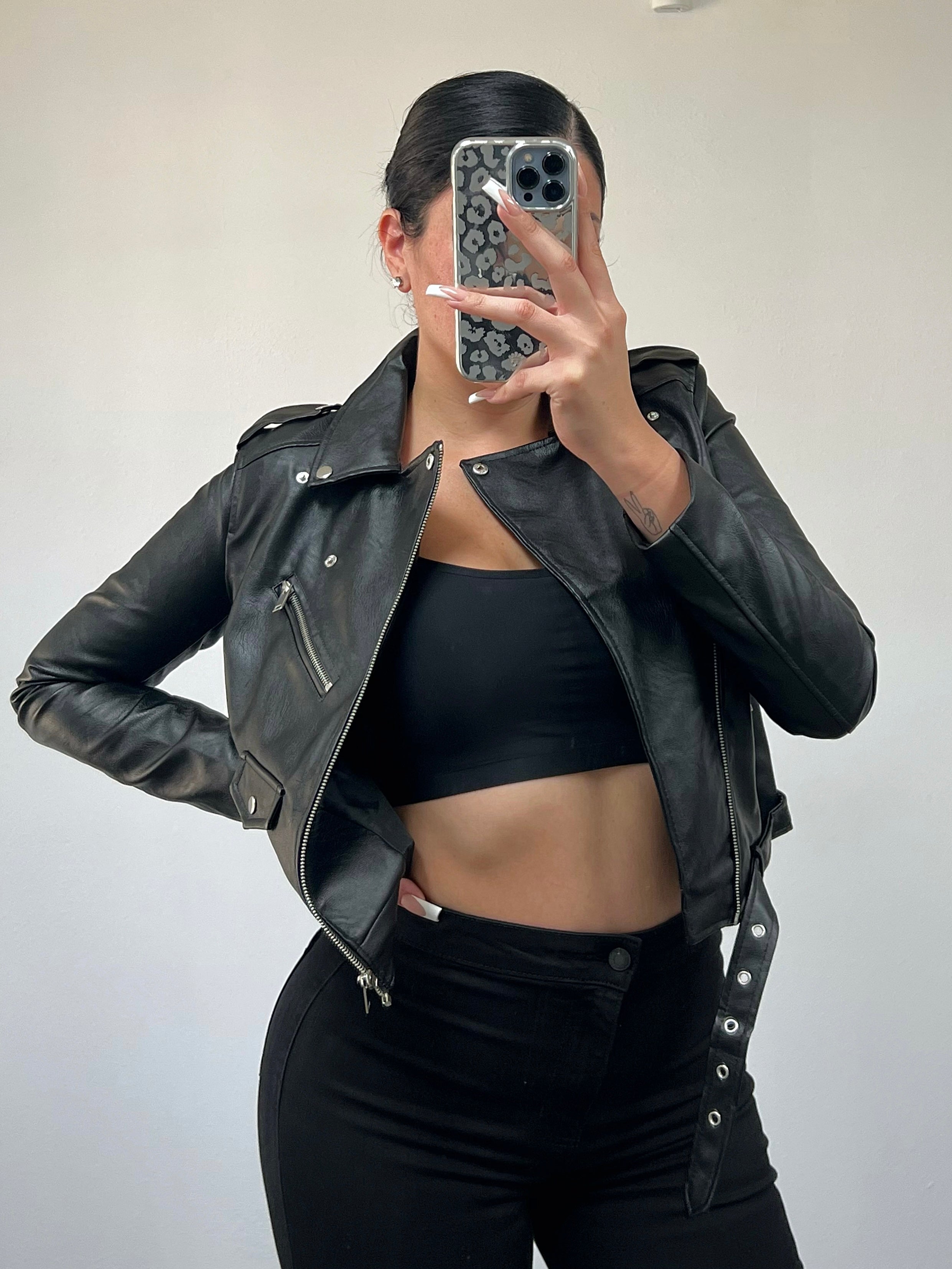 Aaliyah Leather Jacket (Black) - Laura's Boutique, Inc