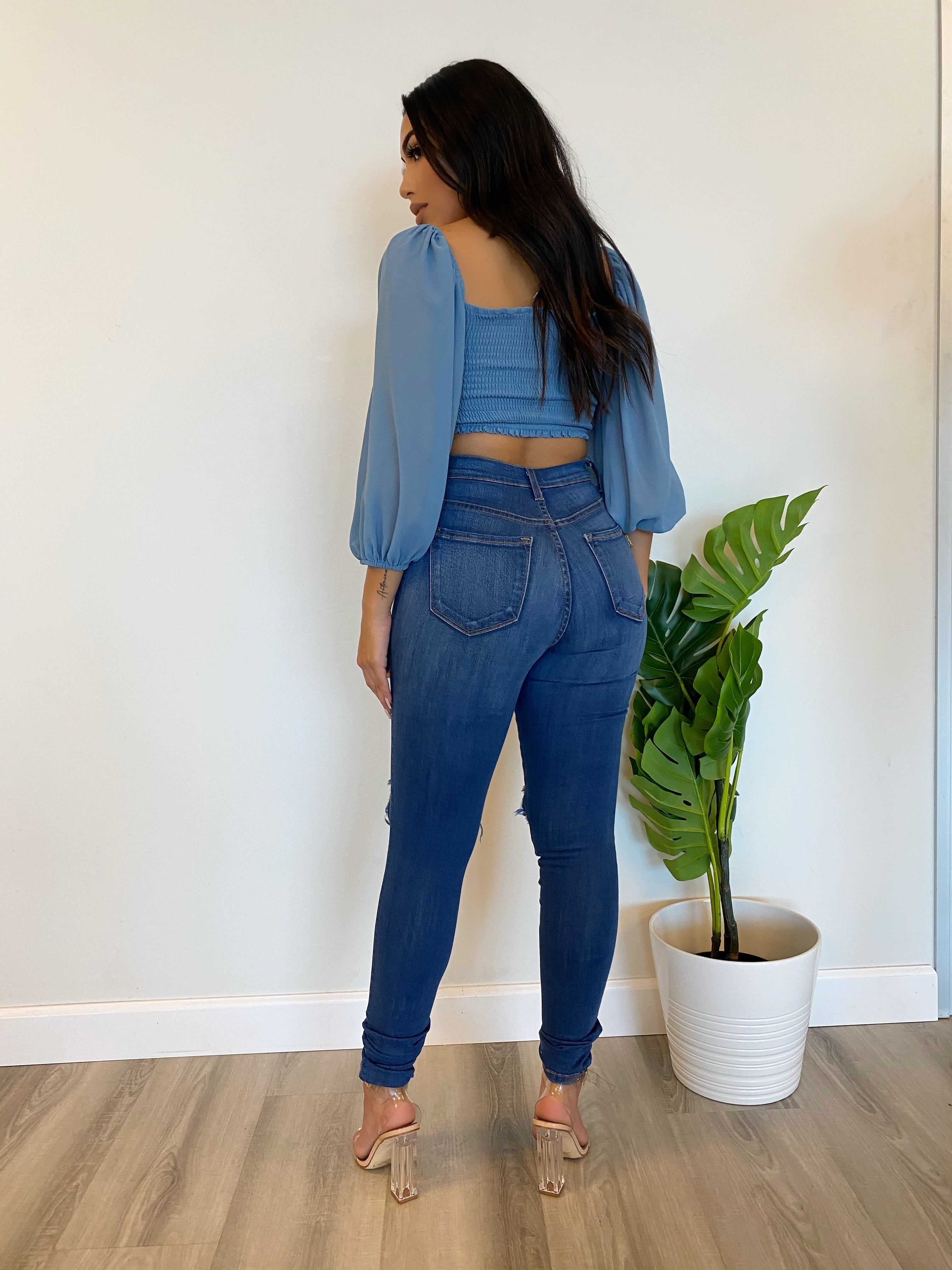 Chelsea High Rise Cuffed Jeans | Light - La Femme Chic Boutique