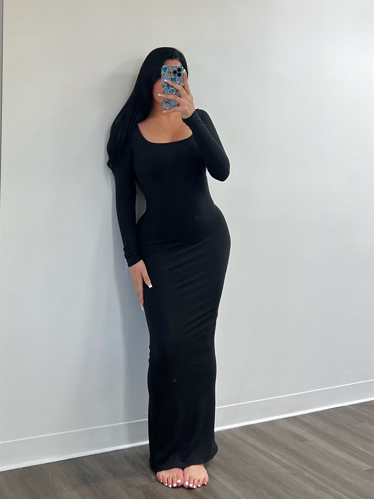 Gracie Long Maxi Dress (Black)