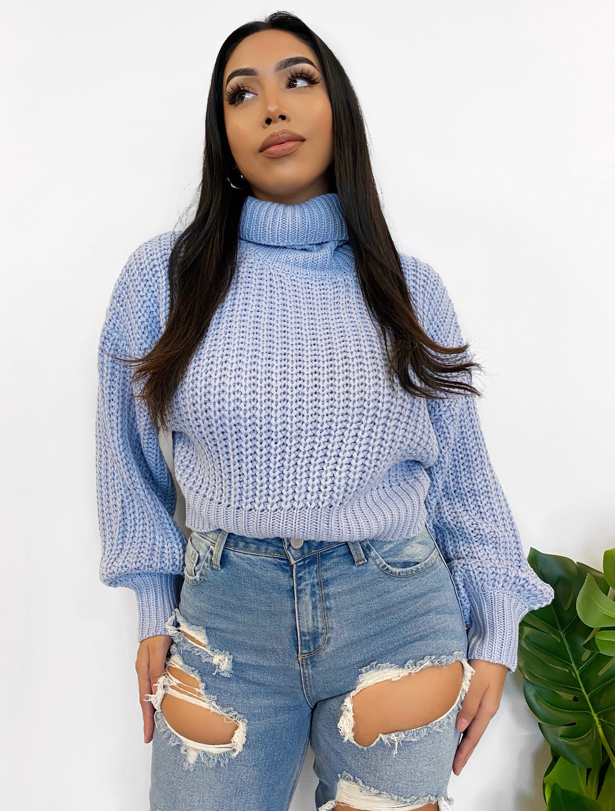 Natalie Crop Sweater (Lt. Blue)