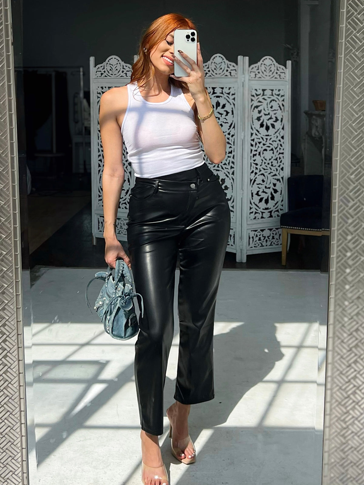 Millie Leather Jeans (Black)
